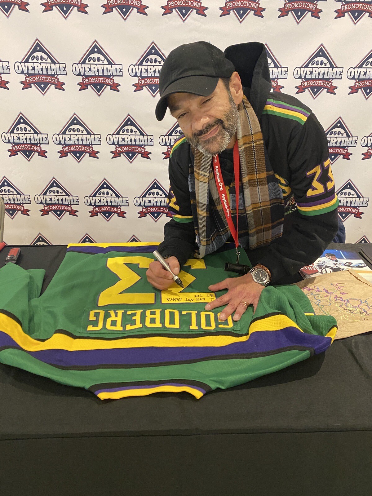 Signed Shaun Weiss Autographed Inscriptions Mighty Ducks Goldberg Jersey PSA COA