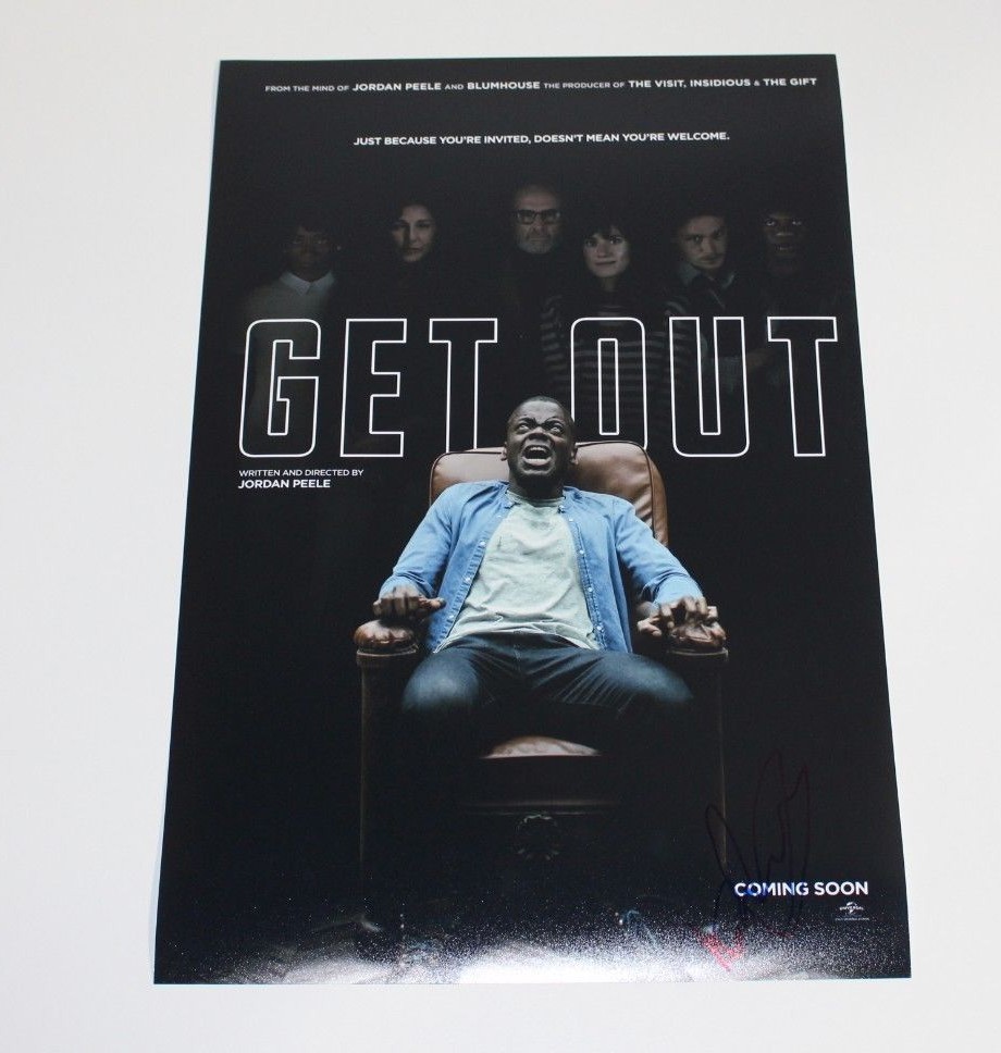 ACTOR DANIEL KALUUYA SIGNED ‘GET OUT’ 12×18 MOVIE POSTER w/COA JORDAN PEELE