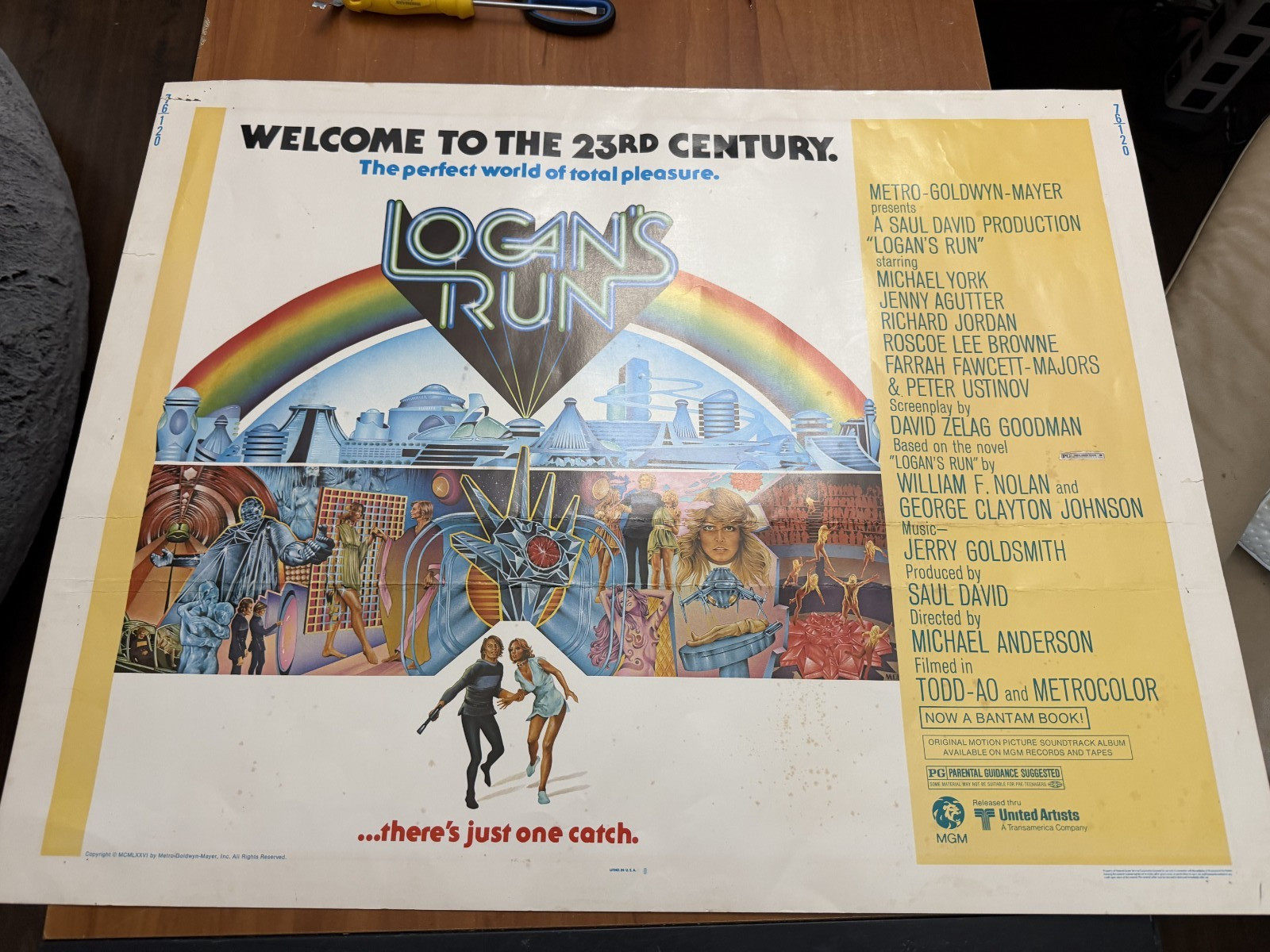1976 ORIGINAL LOGAN’S Run 22X28 MOVIE POSTER MICHAEL YORK FARRAH FAWCETT