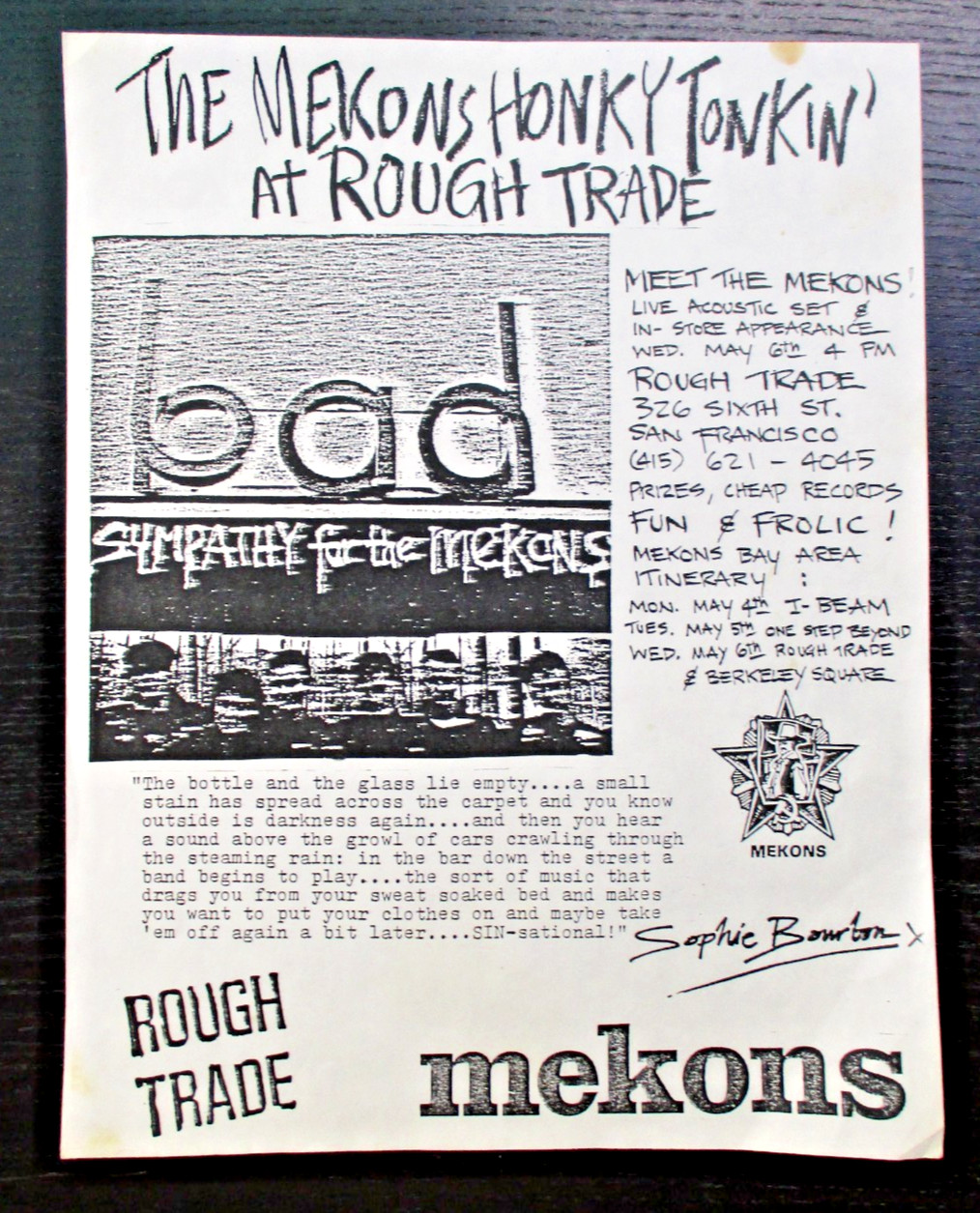 80s Flyer- Mekons- Rough Trade In-Store – SF Bay Area Shows May 1987 – 8.5×11″
