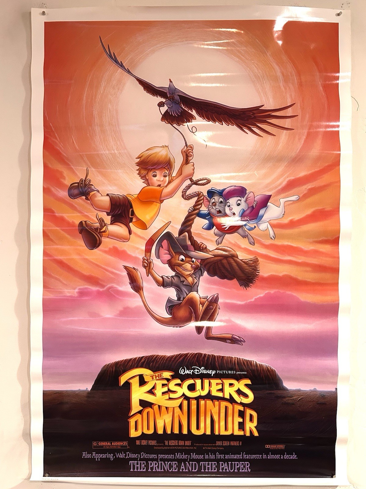Vtg. Disney THE RESCUERS DOWN UNDER 1990 Original DS Movie Poster 27×41 NM