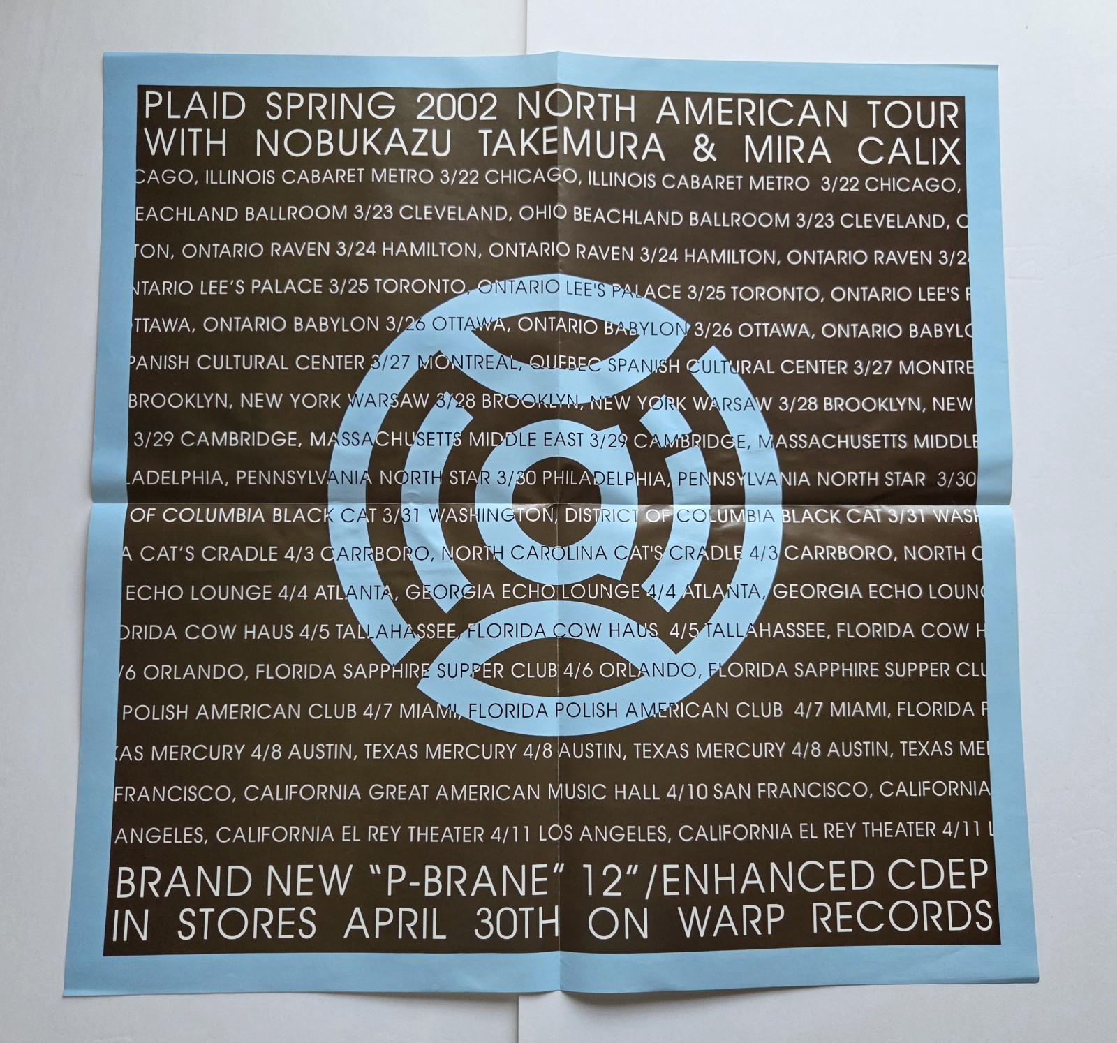 PLAID – 2002 North American Tour Poster with Mira Calix Warp Records Aphex Twin