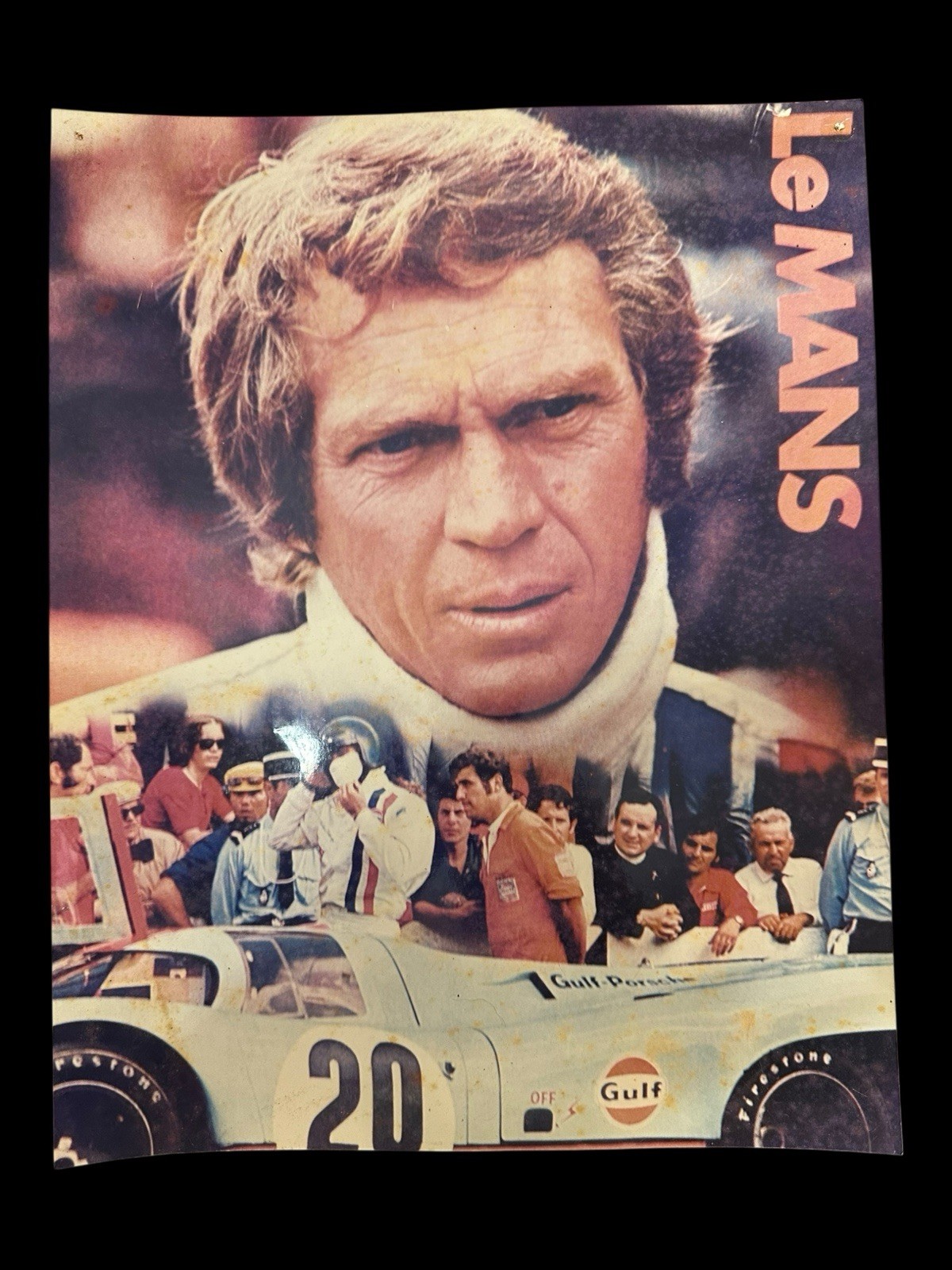 Vintage Le Mans 1971 Steve McQueen Photograph Poster 12×13.5” Porsche Rare Read