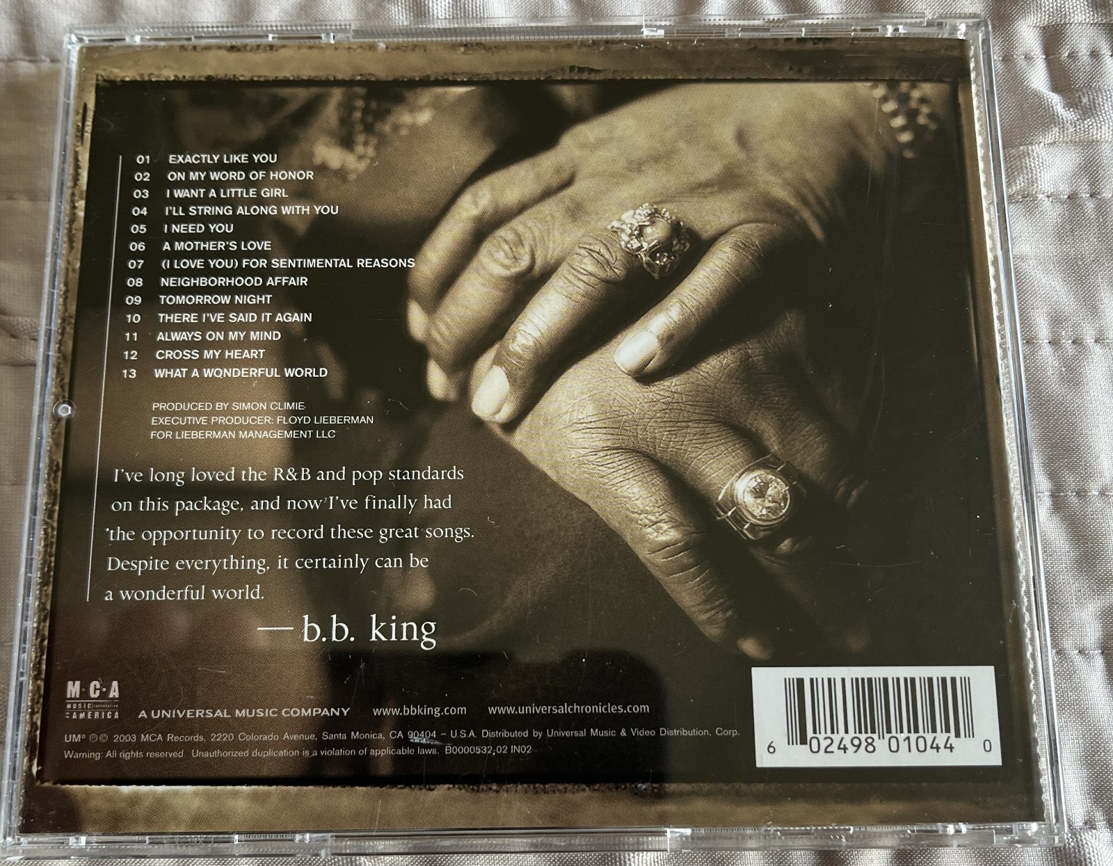 B. B. King–SIGNED–CD–Reflections-Beautiful- Mint! –Proof!!