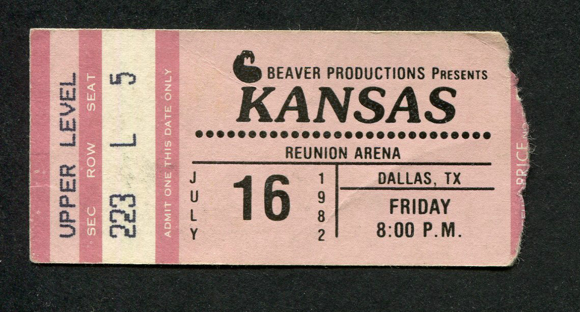1982 Kansas Survivor Concert Ticket Stub Dallas Dust In The Wind Leftoverture