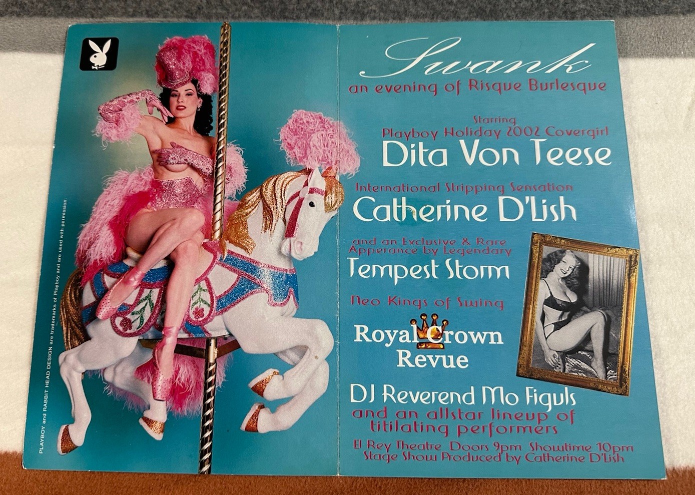 VTG Playboy Swank Burlesque Show Dita Von Teese 2002 Program Flyer! Rare!