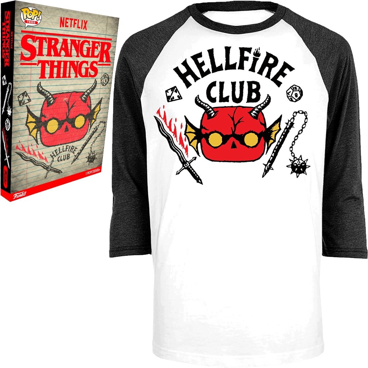 FUNKO • STRANGER THINGS S4 • Hellfire Club • Adult Baseball T-shirt • LG