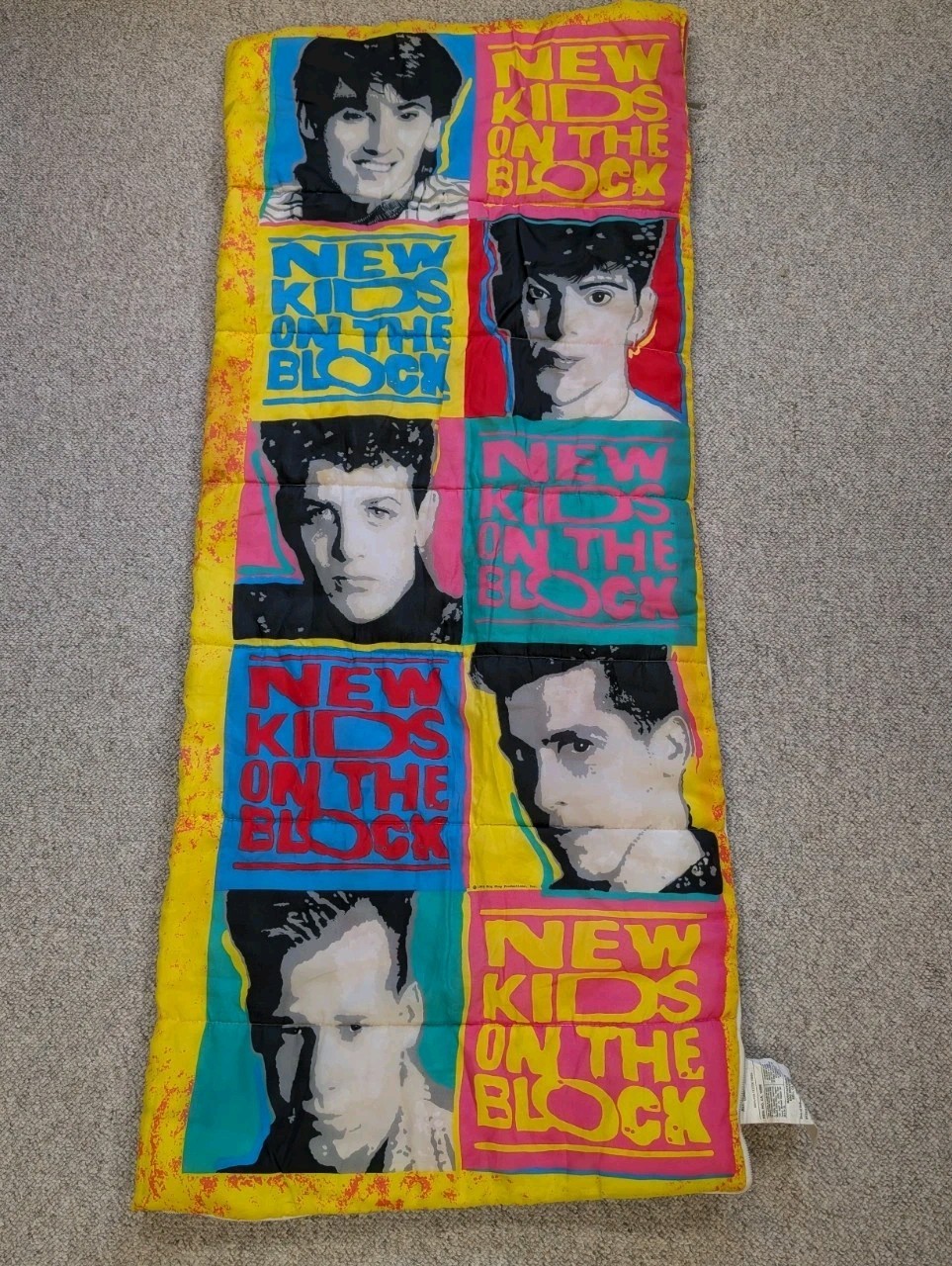 Vintage 90s New Kids On The Block Vibrant Neon Sleeping Bag
