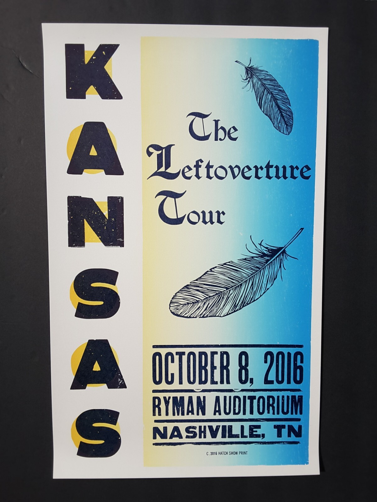 KANSAS Hatch Show Print Nashville RYMAN 2016 “Leftoverture Tour” Concert Poster