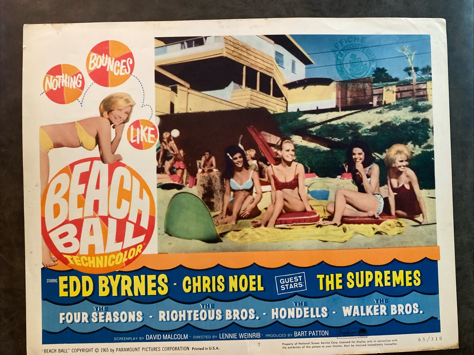 BEACH BALL 1965 Original Vintage Lobby Card with The Righteous Brothers