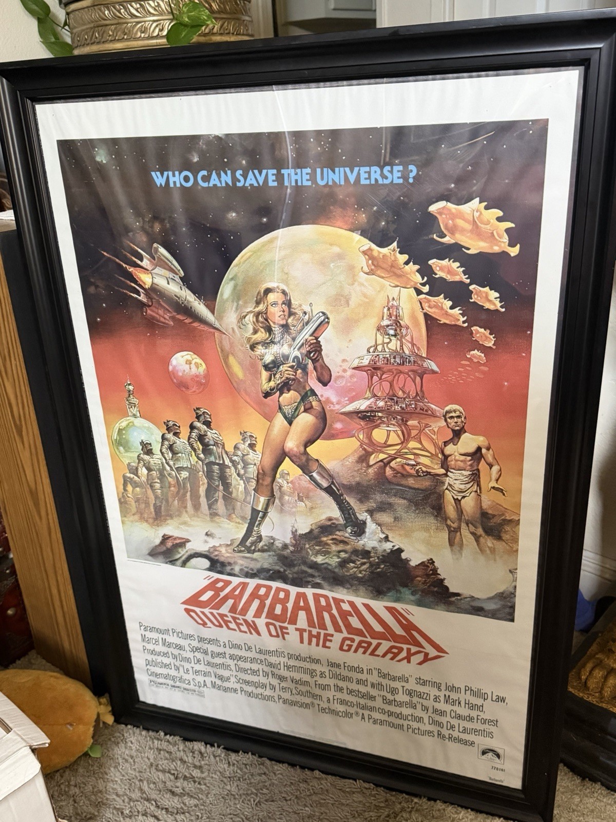 ORIGINAL Boris Vallejo artwork poster “Re-Release” 1977 BARBARELLA MOVIE FRAMED