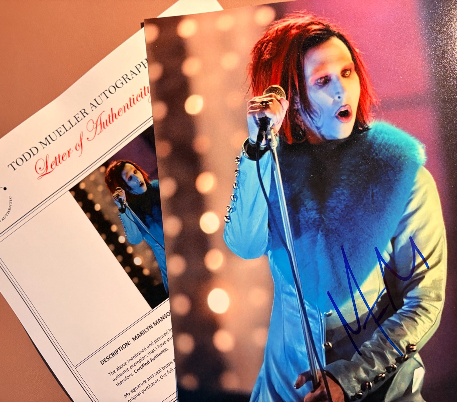 MARILYN MANSON Signed•8×10 Autographed Photo•Todd Mueller Autographs COA LOA