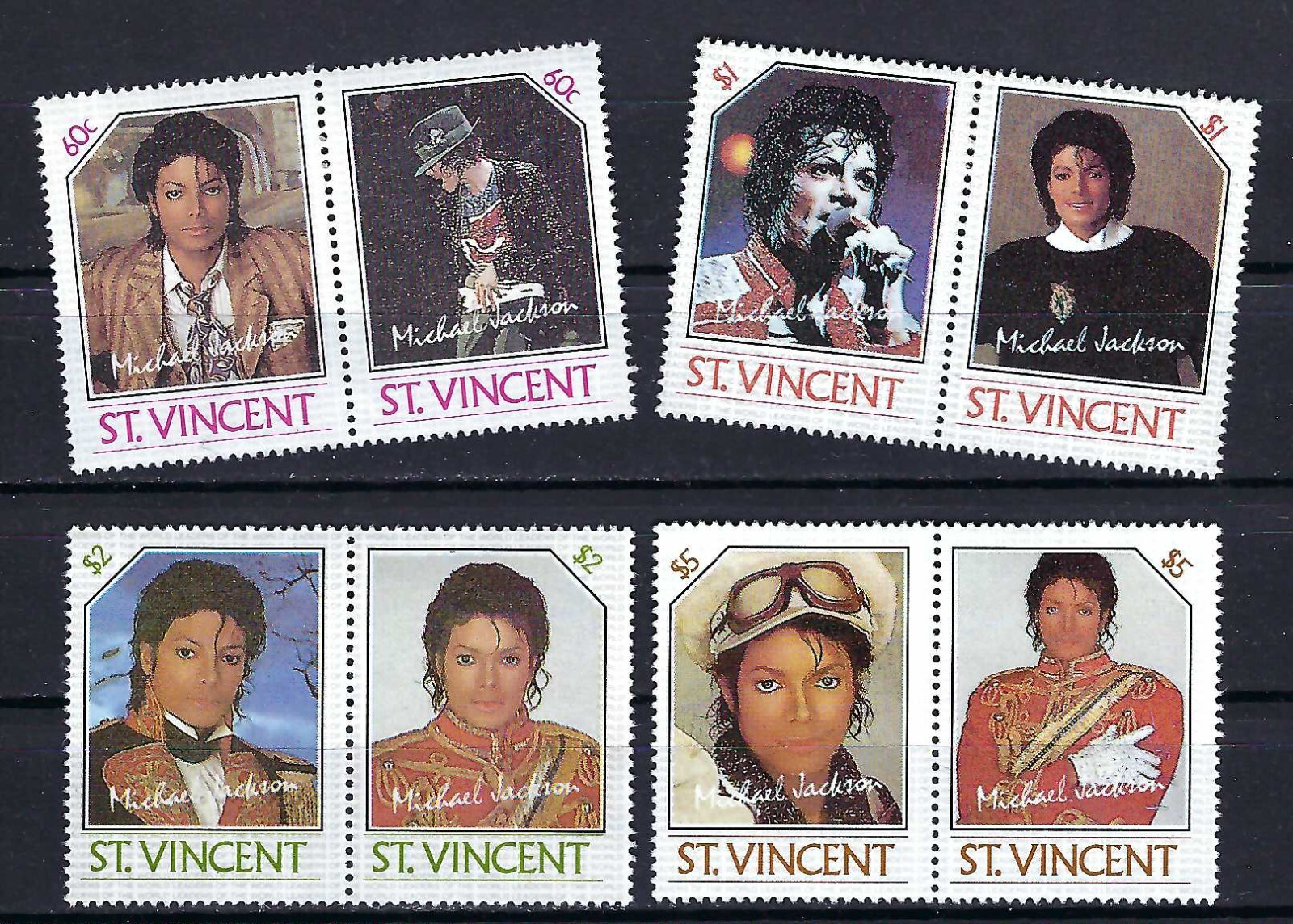 Michael Jackson – St Vincent 1985 8v. MNH Pairs Singer Music Entertainment