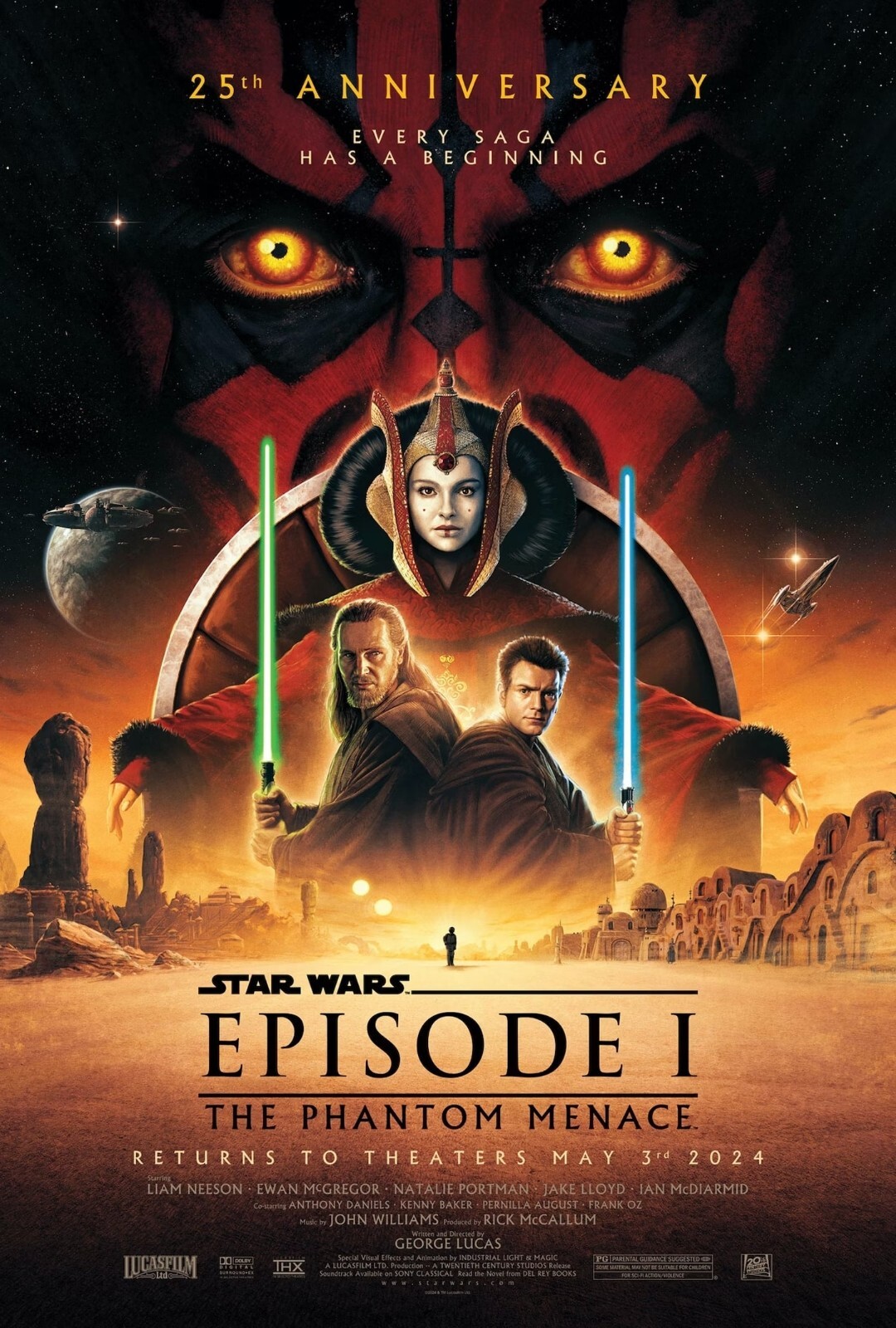 1999 Star Wars Episode I The Phantom Menace 25th Anniversary Poster 11X17 🍿