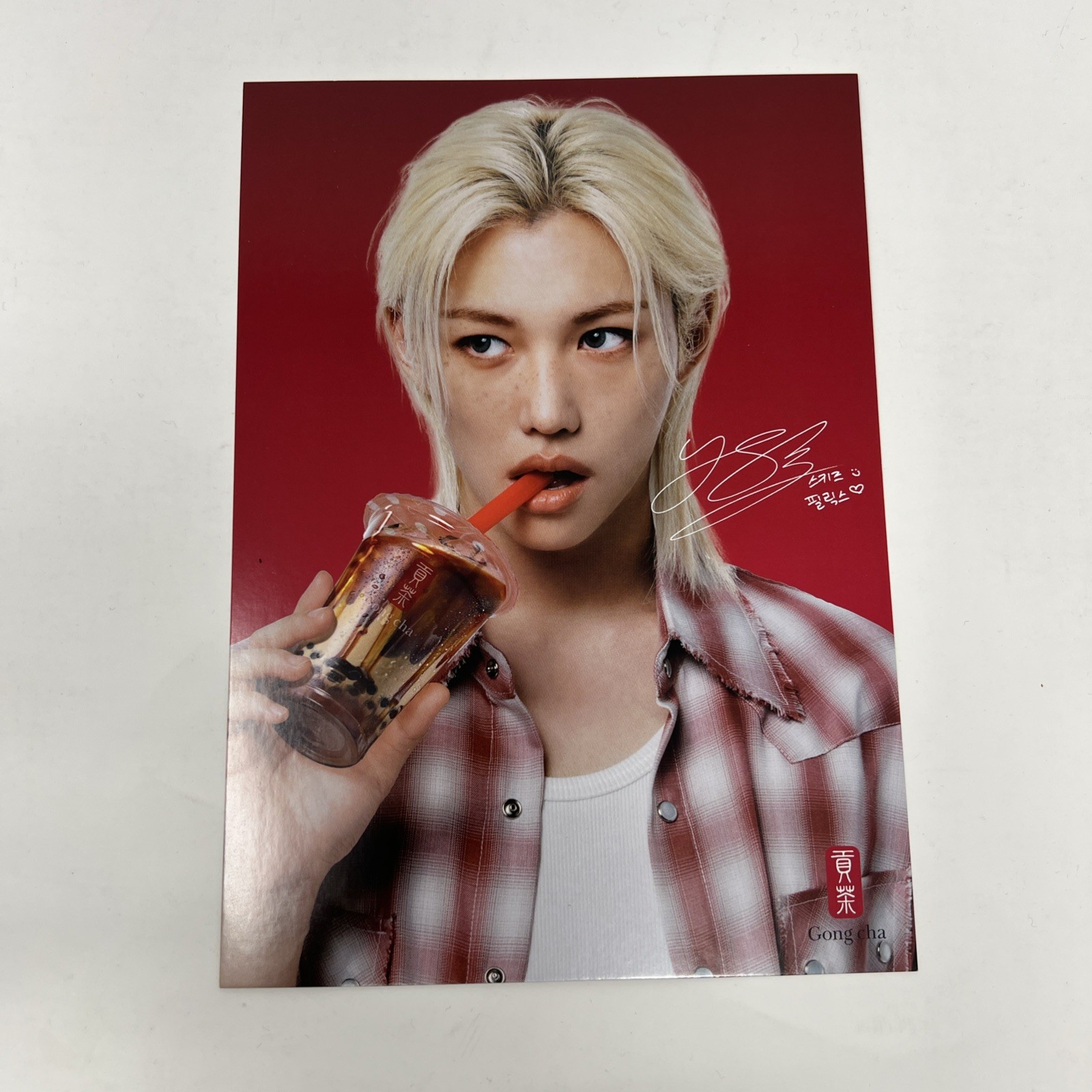 Stray Kids Felix x Gongcha Mini Poster card NEW FREE SHIPPING gong cha 8″ x 6″