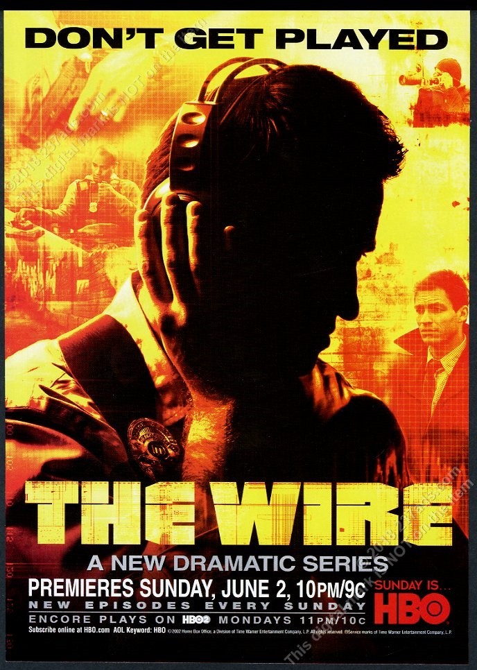 2002 The Wire TV show Premiere HBO red art vintage print ad