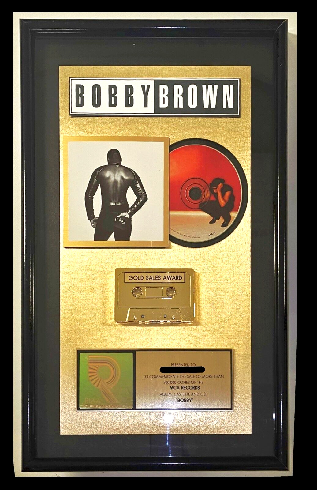 RIAA BOBBY BROWN GOLD SALES AWARD MCA R &B ICON