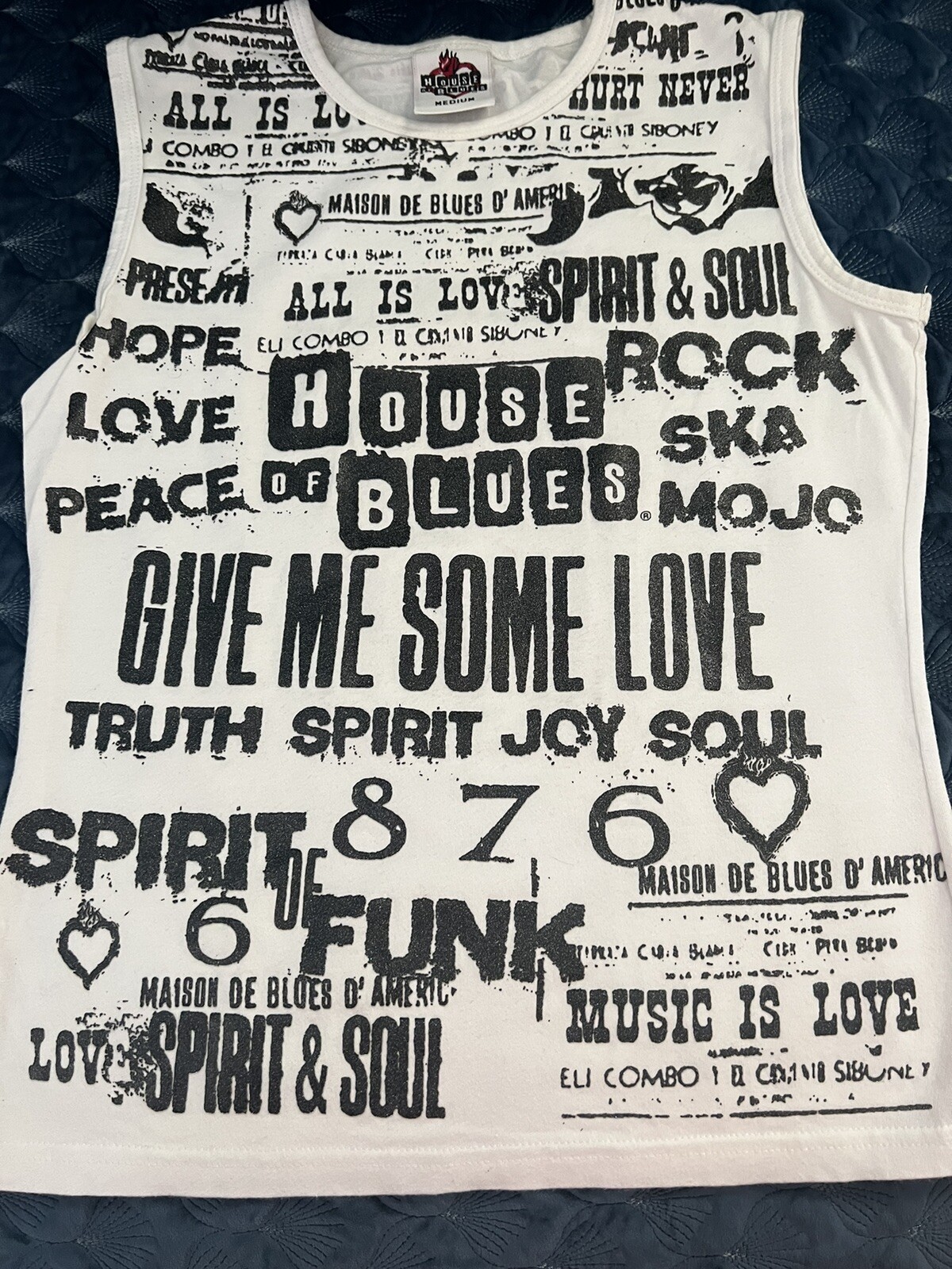 VTG House of Blues New Orleans All Over Print Small Medium HELP EVER *HURT NEVER