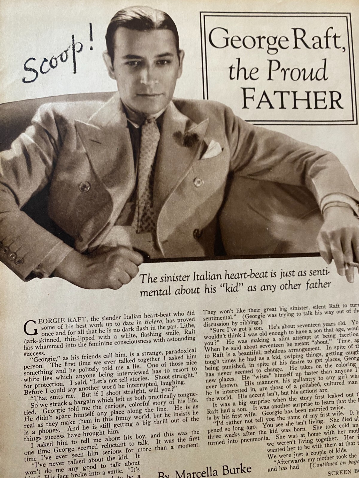 George Raft, Two Page Vintage Clipping