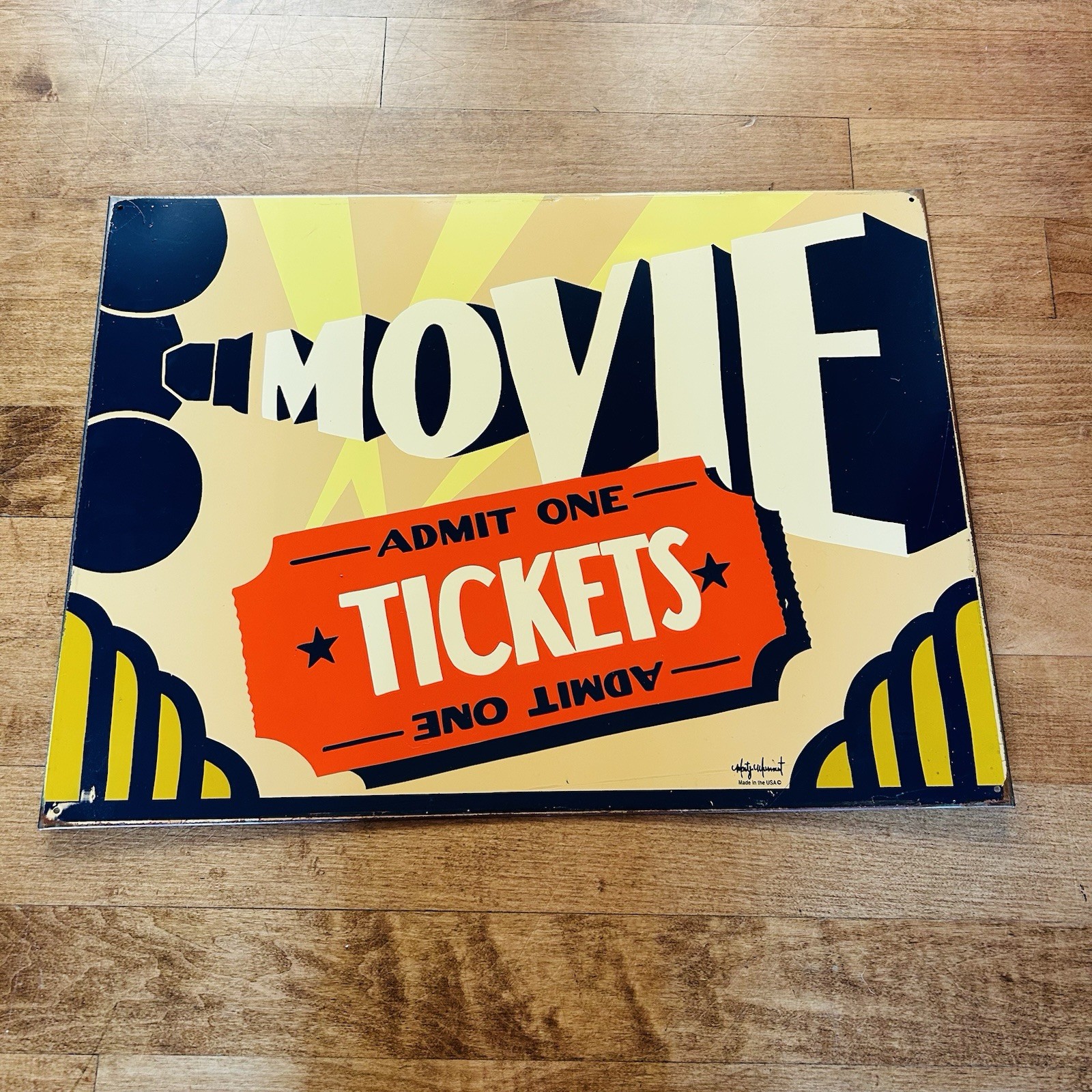Vintage Movie Tickets Metal Sign Wall Decor Man Cave Home Theater Art USA Made