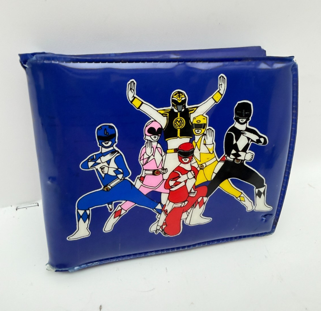 Vintage 1995 Mighty Morphin Power Rangers Blue Vinyl Bifold Wallet Saban
