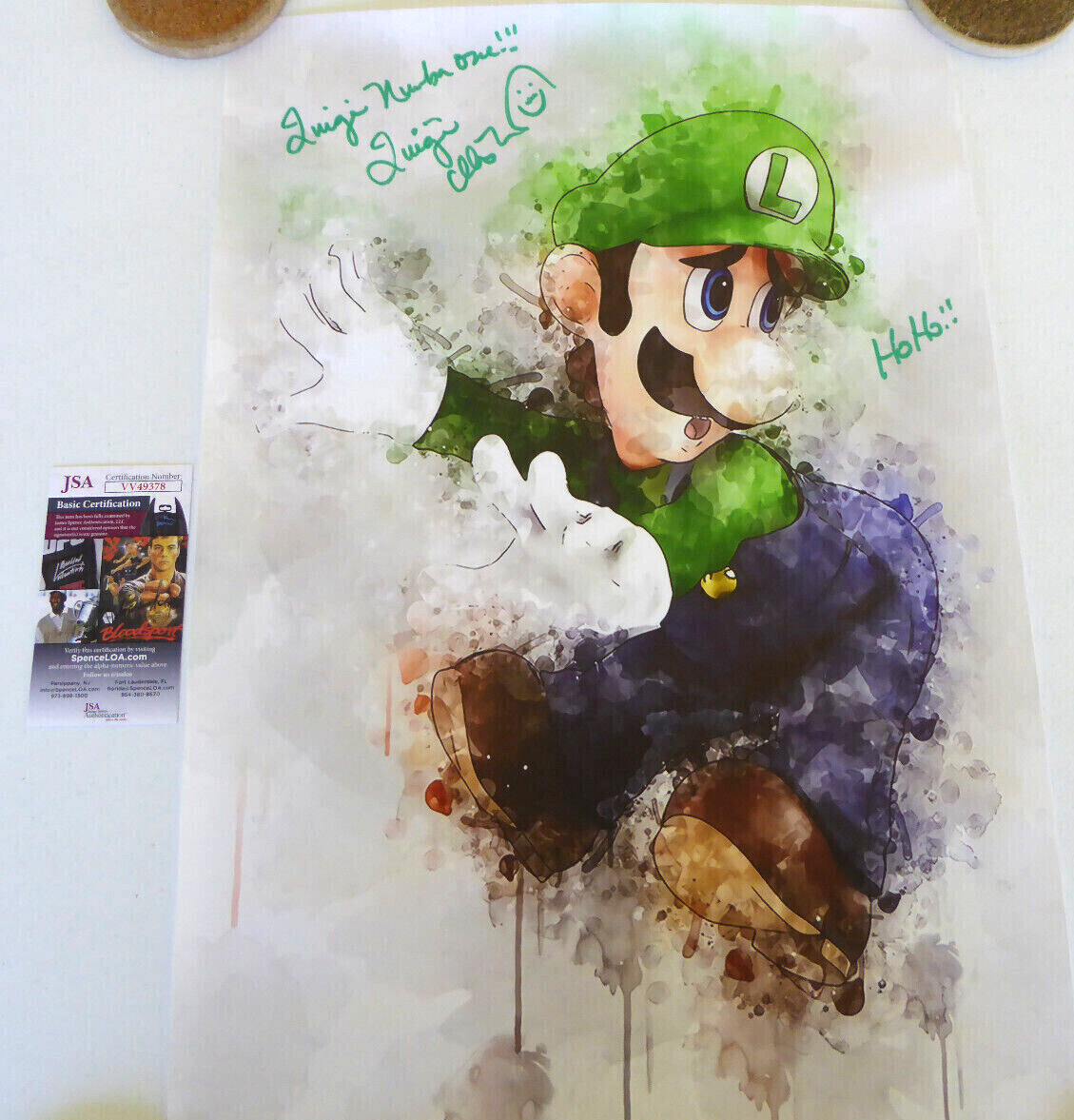 Charles Martinet Signed 16×24 Canvas Print Autograph, Luigi, Nintendo, JSA COA