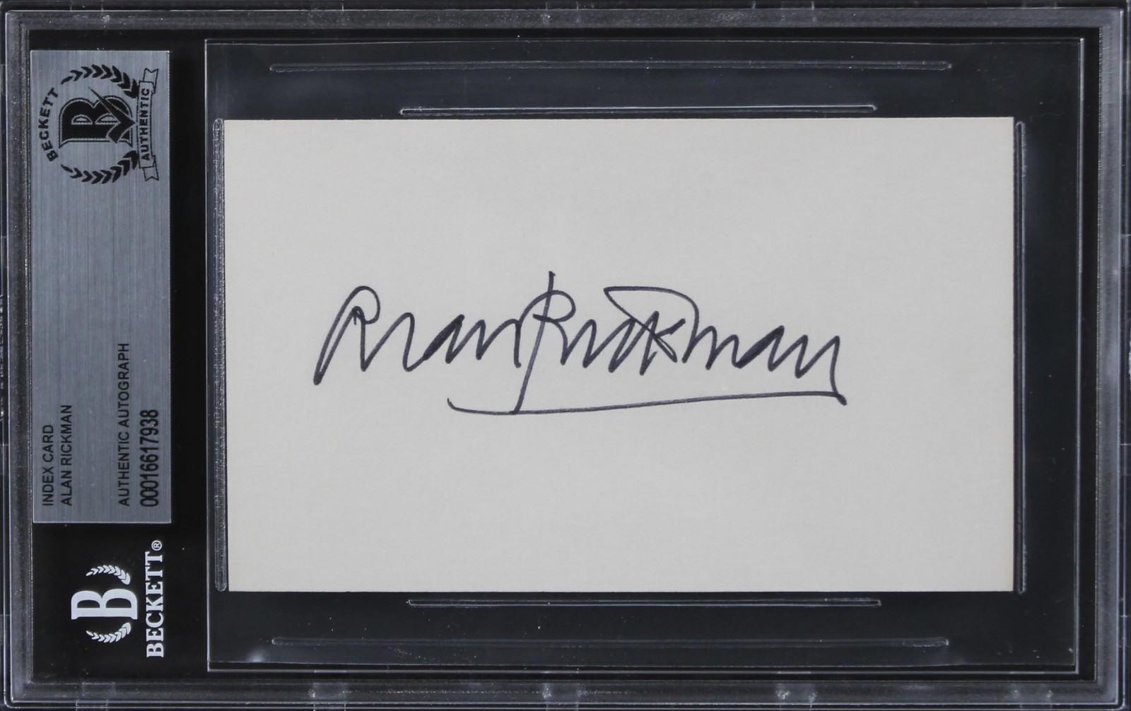 Alan Rickman Die Hard Authentic Signed 3×5 Index Card Autographed BAS Slabbed