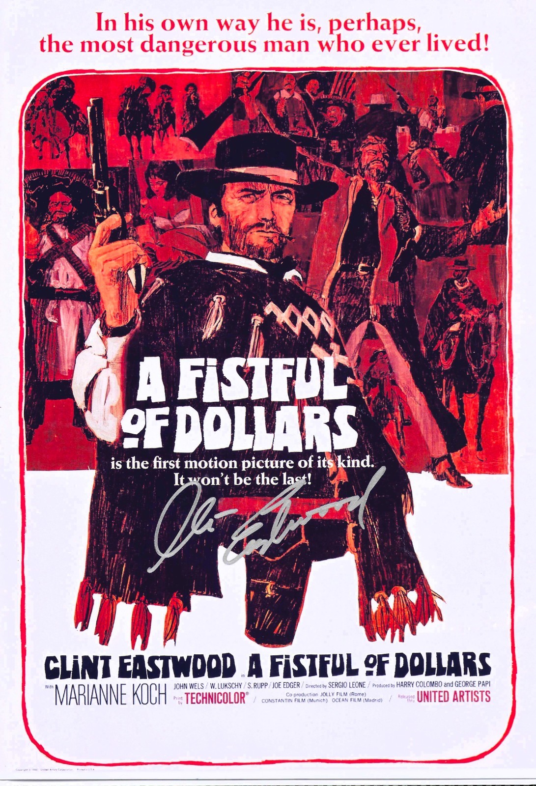 CLINT EASTWOOD …Signed 8×12 with COA … A FISTFUL OF DOLLARS