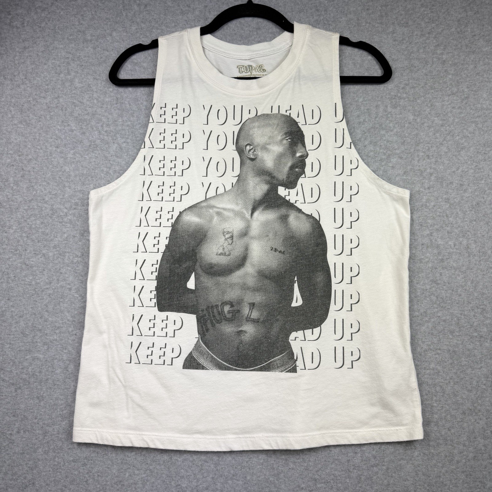 2Pac Keep Your Head Up White Sleeveless Graphic Tank Top Men’s Size Medium