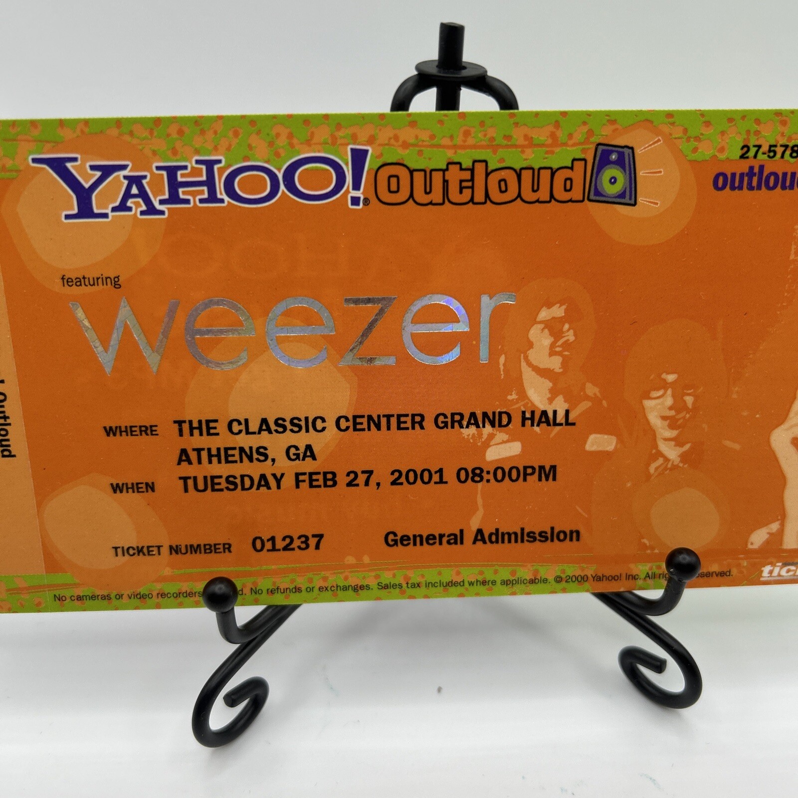 Weezer Concert Ticket Feb. 27, 2001 Classic Center Athens, Ga. The Get Up Kids