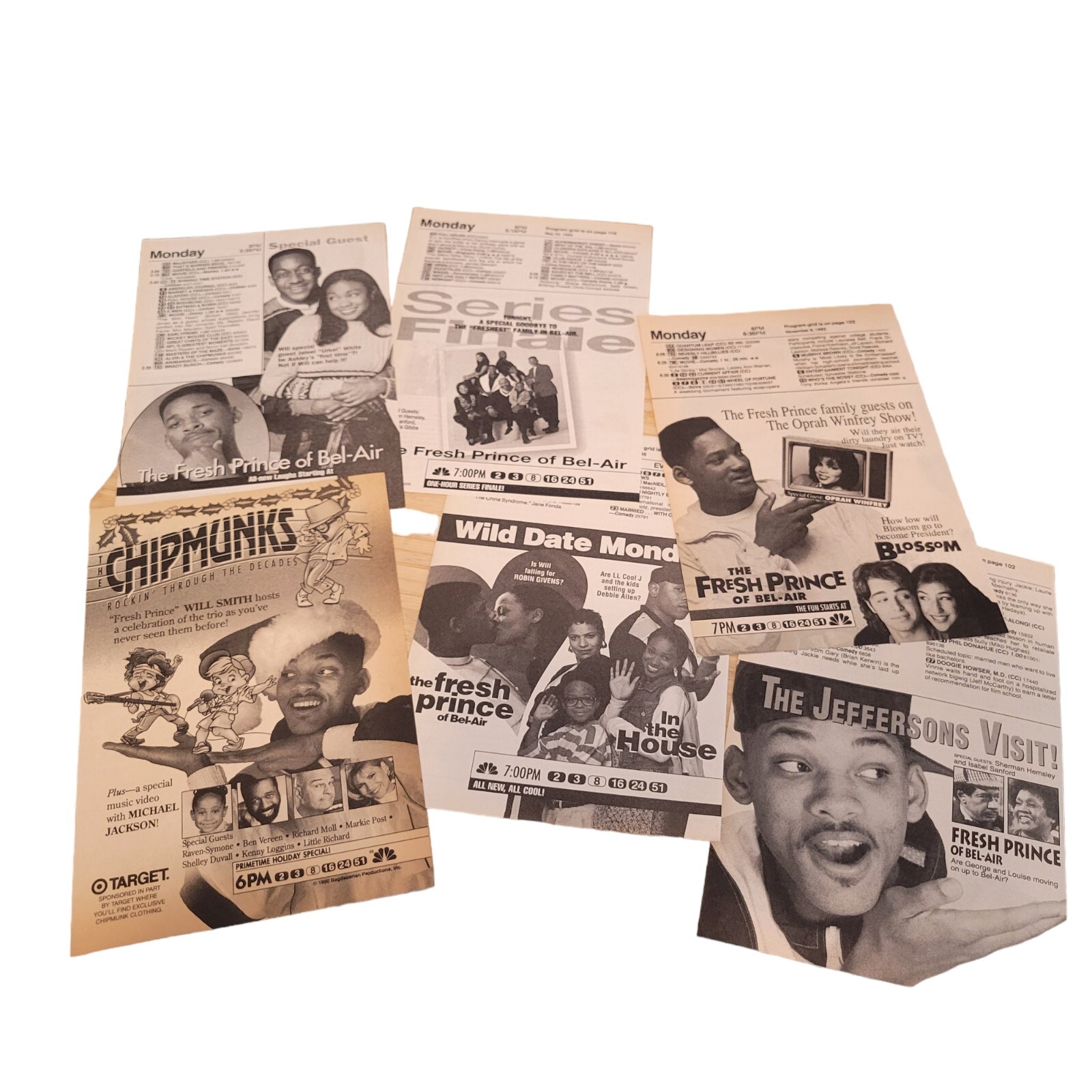Vtg 90’s Fresh Prince of Bel-Air TV Show Print AD Clippings Lot of 6 Will Smith
