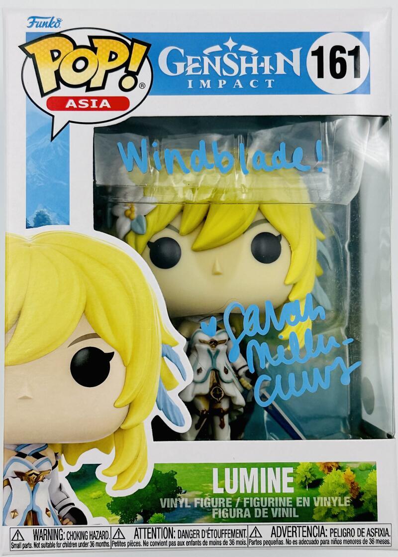 SARAH MILLER CREWS SIGNED LUMINE FUNKO POP 161 GENSHIN IMPACT AUTOGRAPH JSA 355