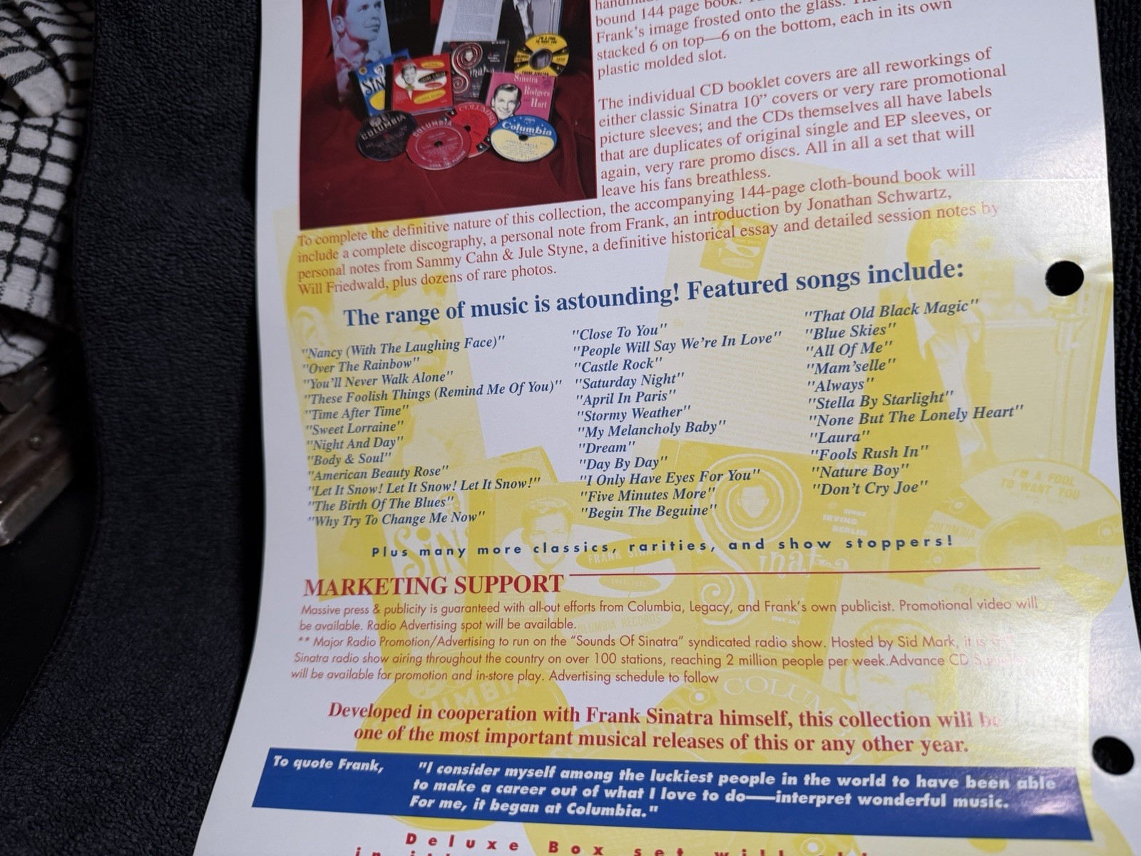 FRANK SINATRA: The Columbia Years~Complete Recordings ‘93 Legacy Press Release