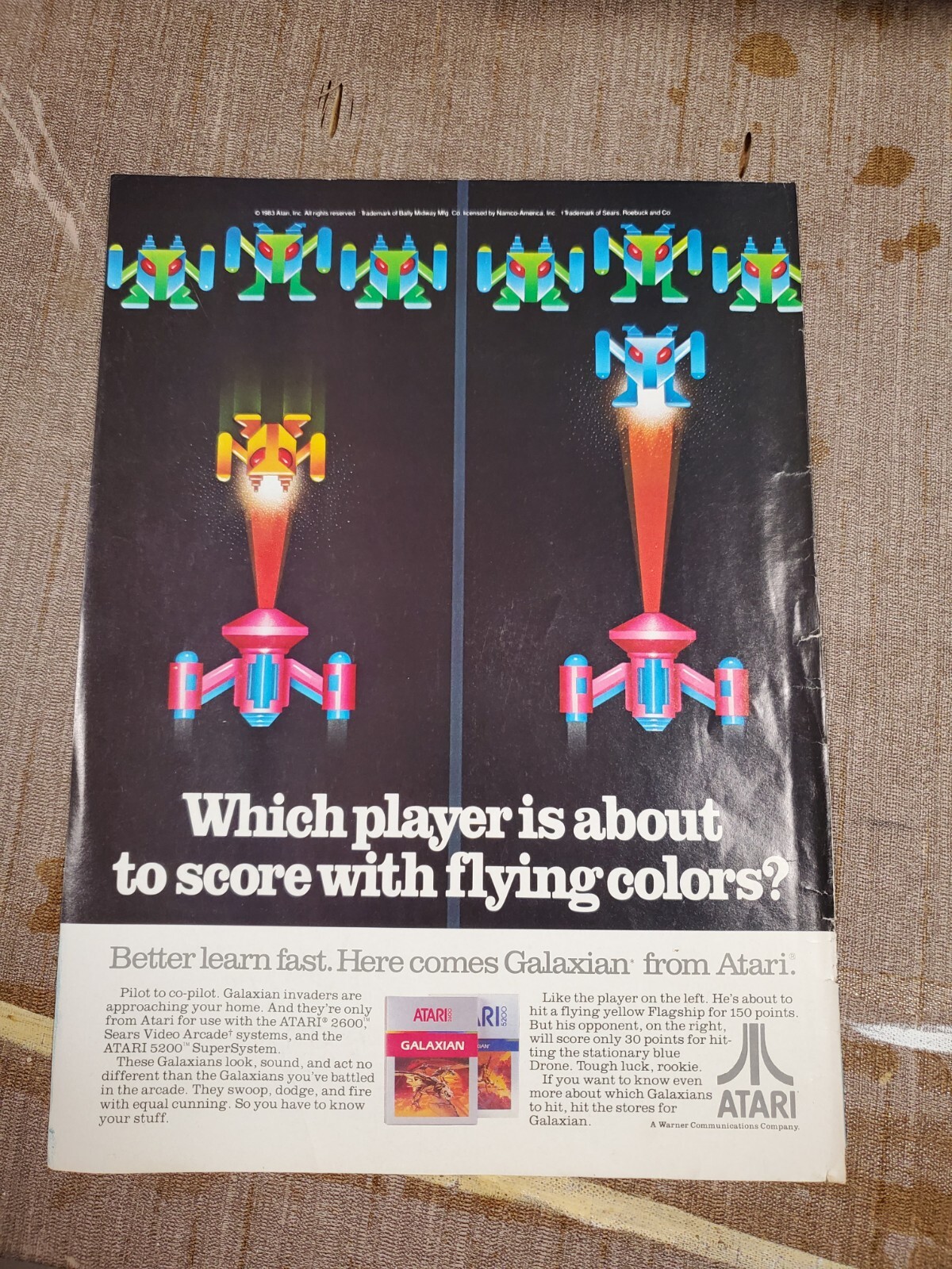 Atari Original Print Ad Vintage 1983 Galaxian