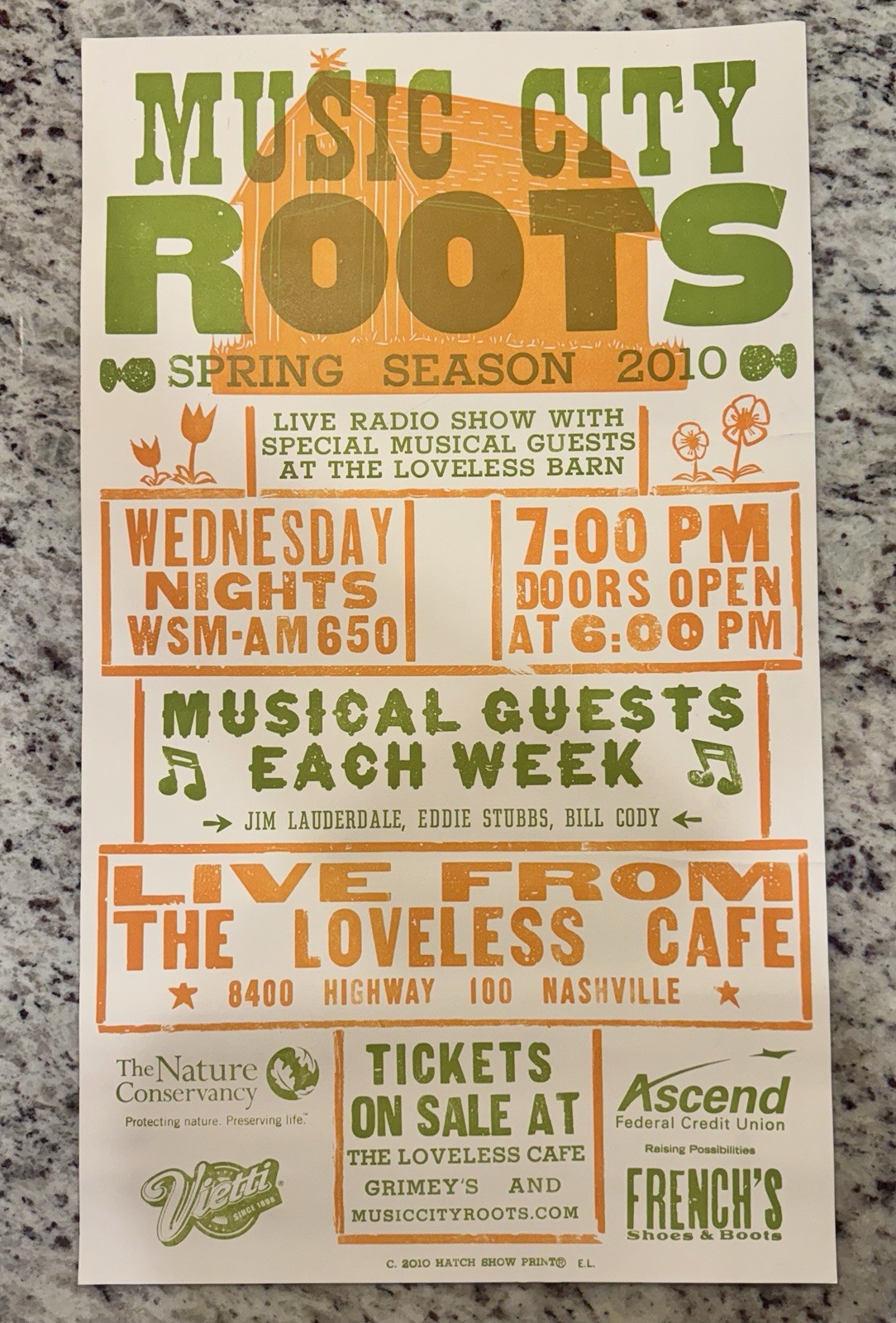 Music City Roots 2010 Spring Season HATCH SHOW PRINT The Loveless Cafe Nashville