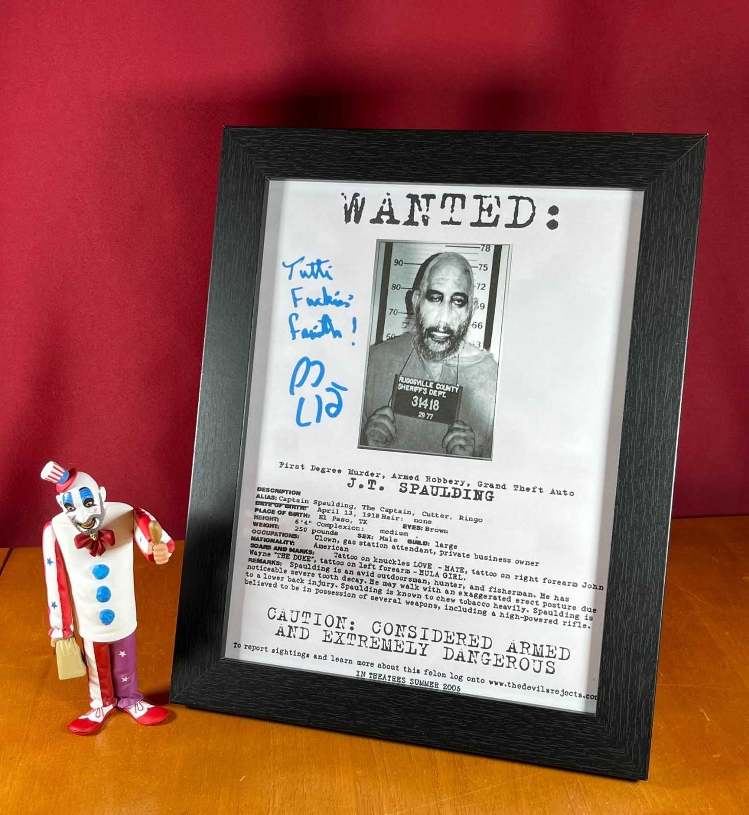 The Devil’s Rejects Spaulding Wanted Poster Signed- Autograph Reprint 8.5×11