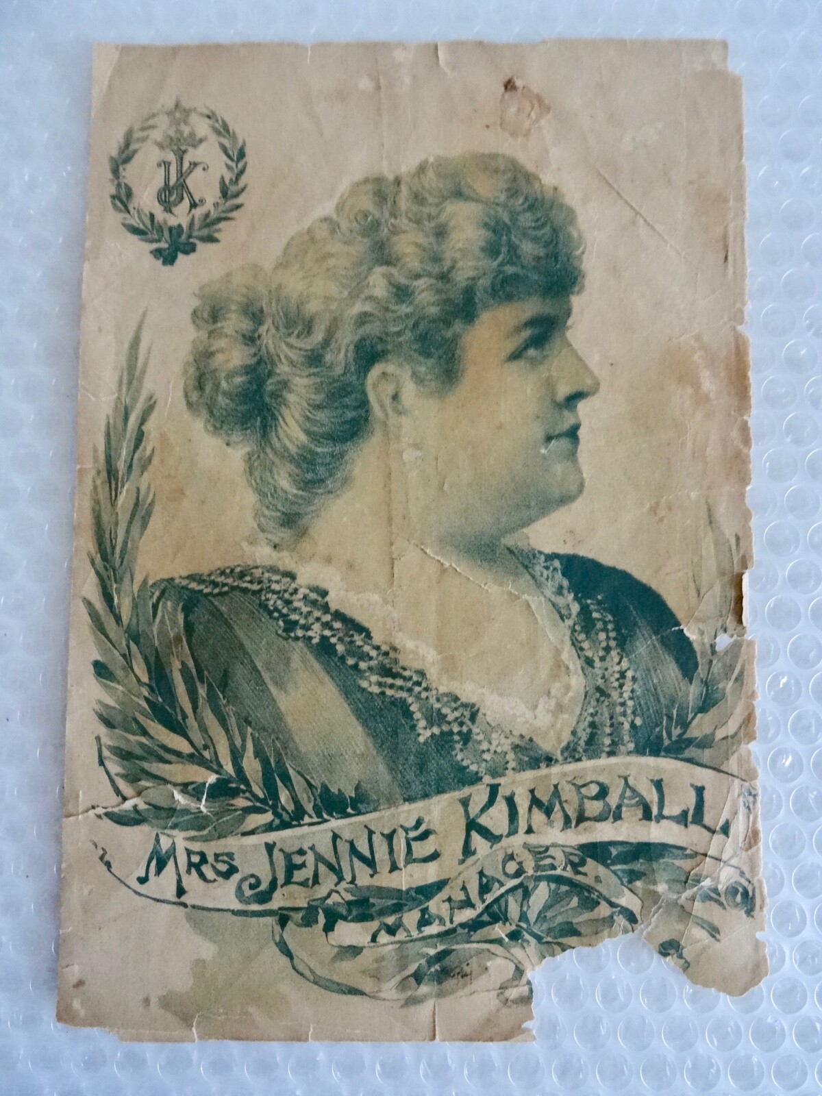 hISTORICAL FIGURE MS JENNIE KIMBALL MANAGER ACTOR THEATER FLYER CORRINE neocurio