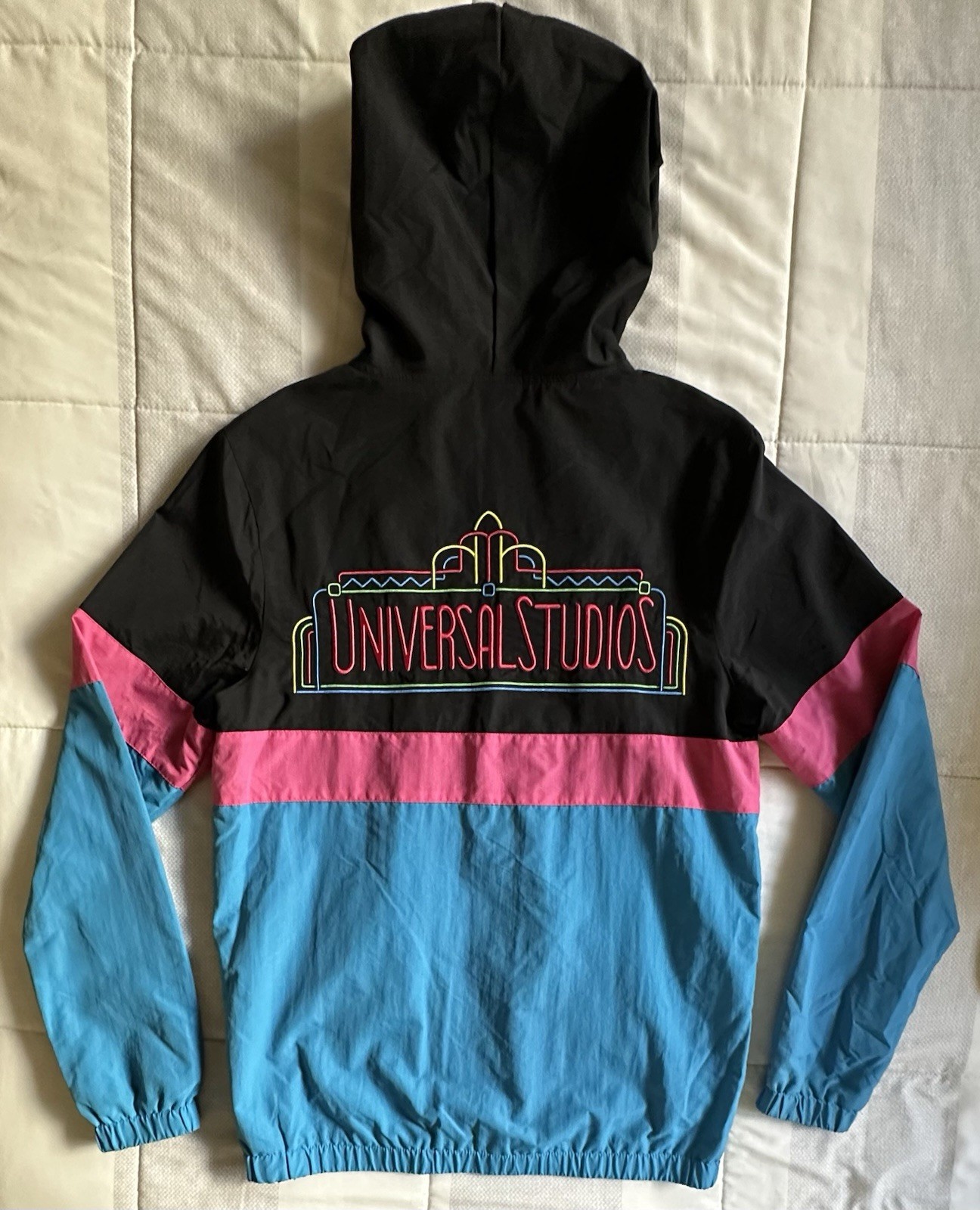 Universal Studios Jacket Adult Unisex Logo Windbreaker Retro Neon 80s Small