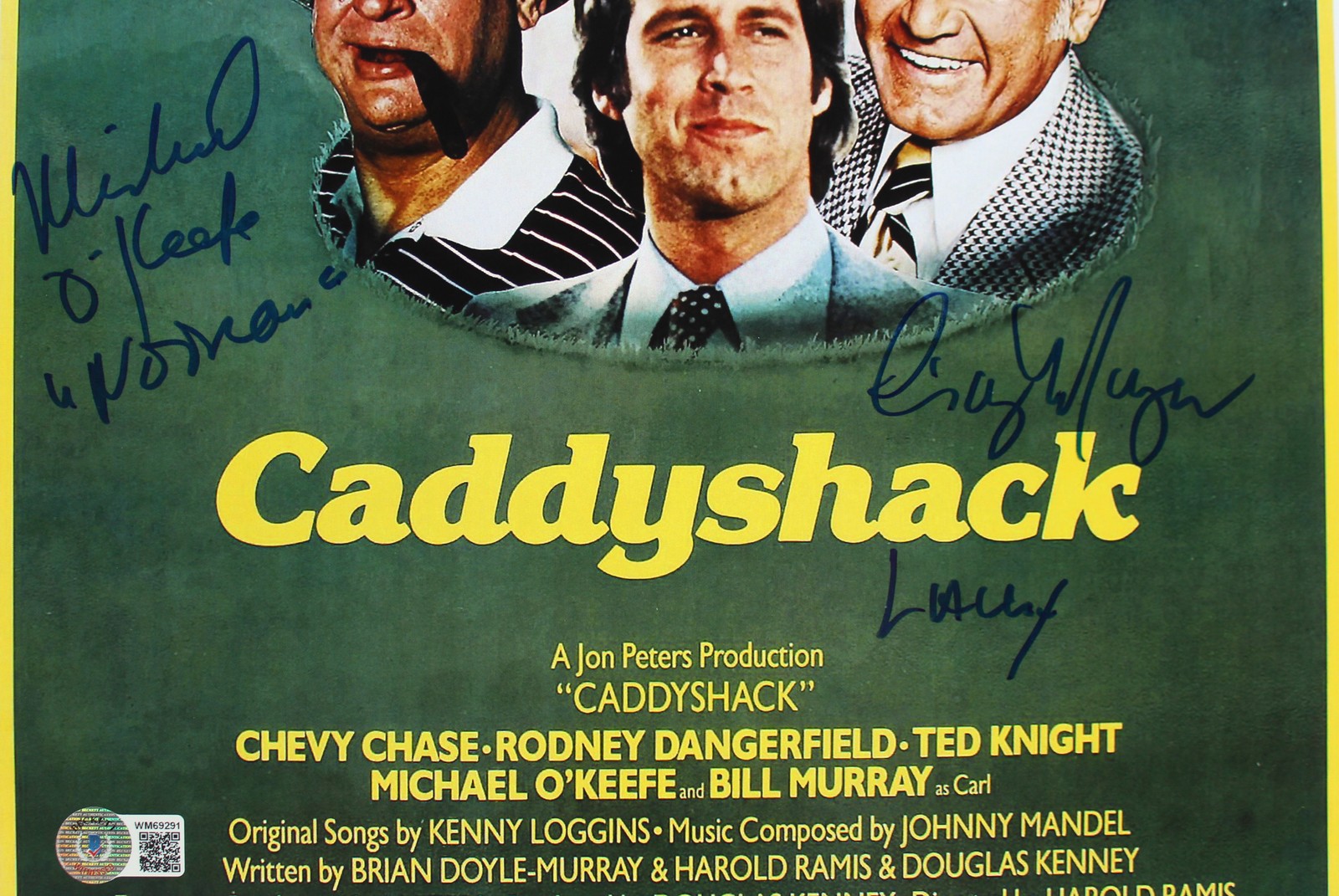 Caddyshack (3) Chase, Morgan & O’Keefe Signed 12×18 Movie Poster BAS Witnessed 1