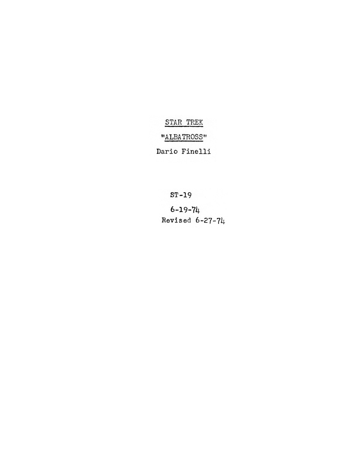 Animated Star Trek “Albatross” Script, Storyboard, Model Sheets – Reprint