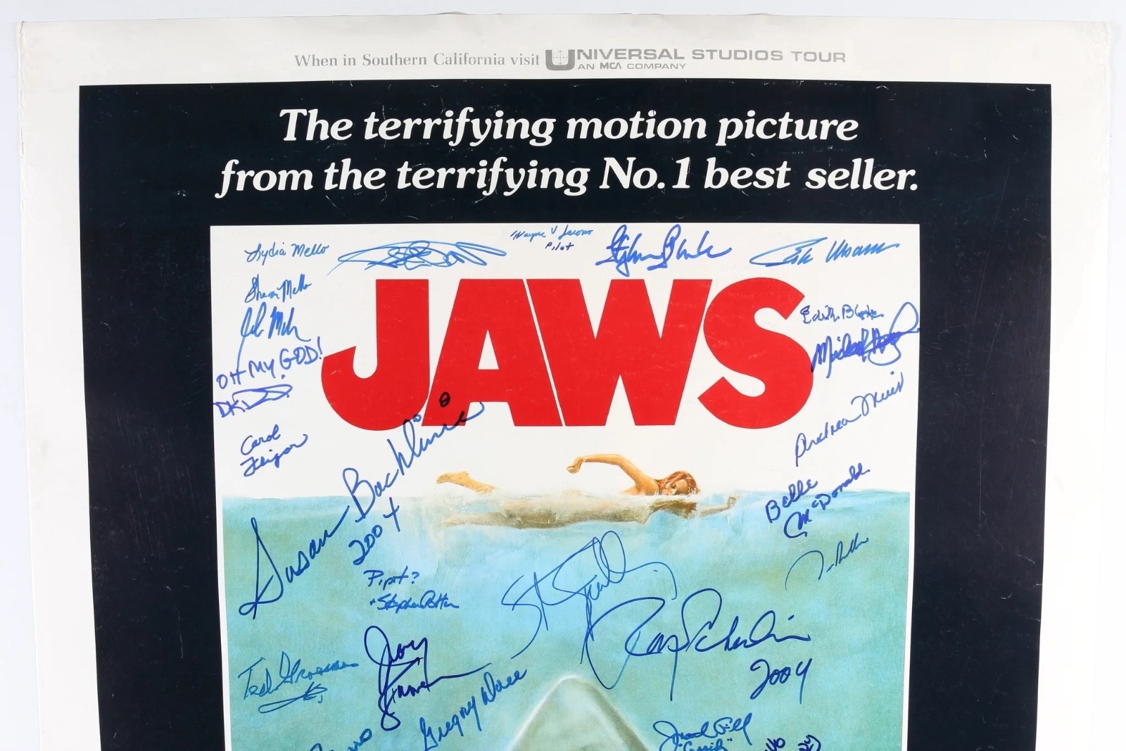 Jaws CAST SIGNED by 35 Poster Roy Scheider Spielberg Dreyfuss 1 OF KIND PROOF