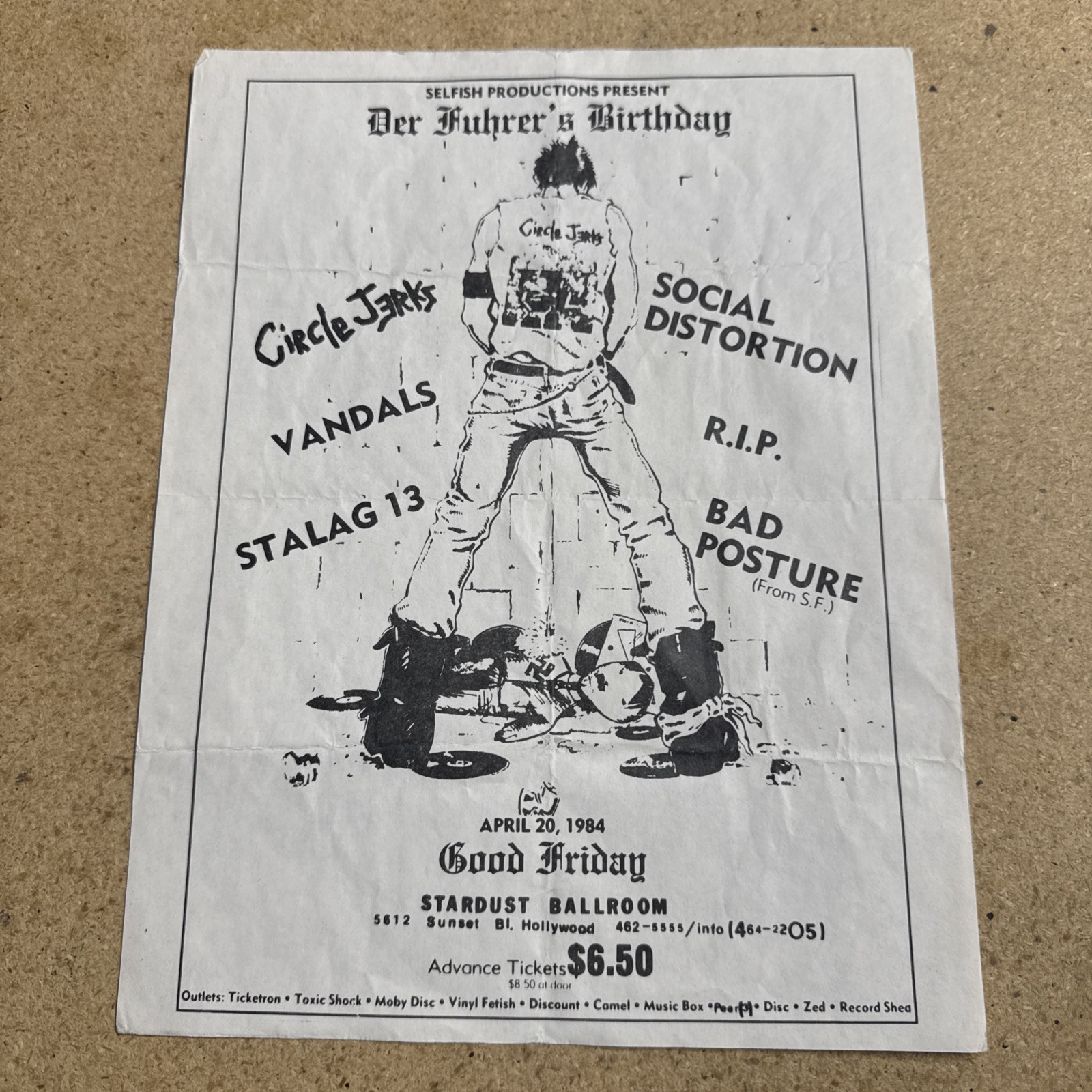 ORIGINAL 1980’S Circle Jerks Vandals SOCIAL DISTORTION STALAG 13 FLYER PUNK