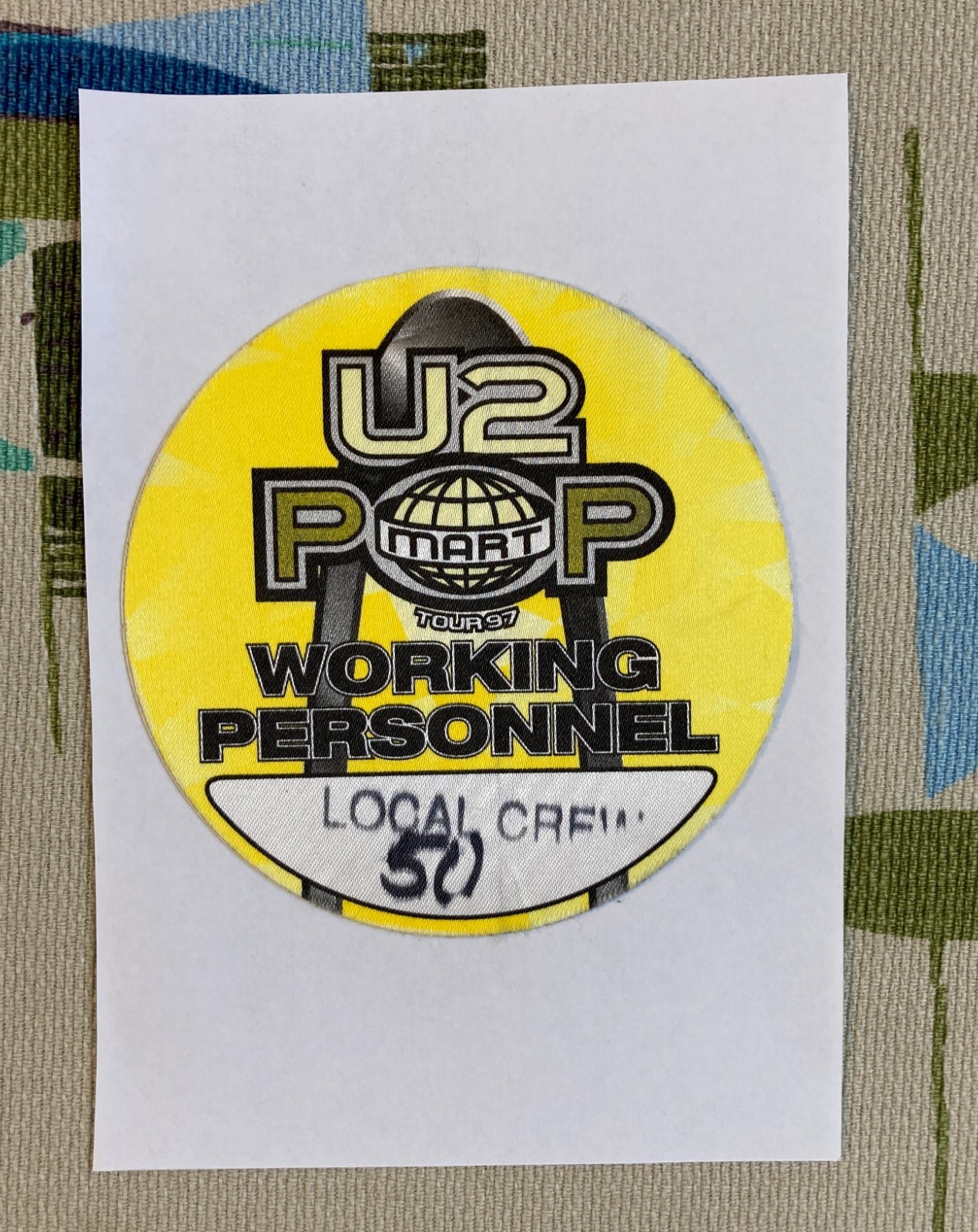 U2 1997 Working Personnel Backstage Pass Crew Pop Mart