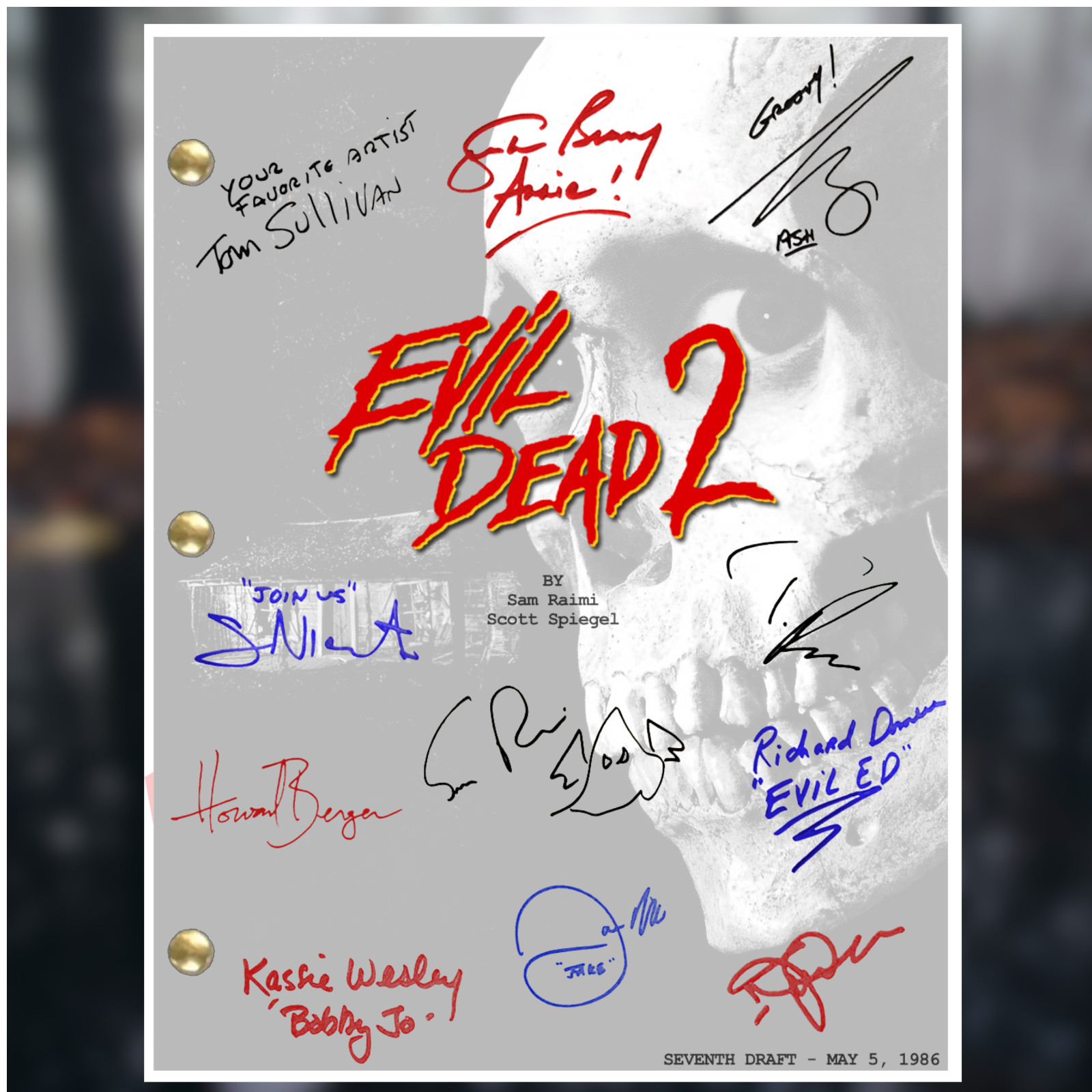 Evil Dead 2 Movie Script Autograph Signed Reprints Evil Dead II Horror Movie