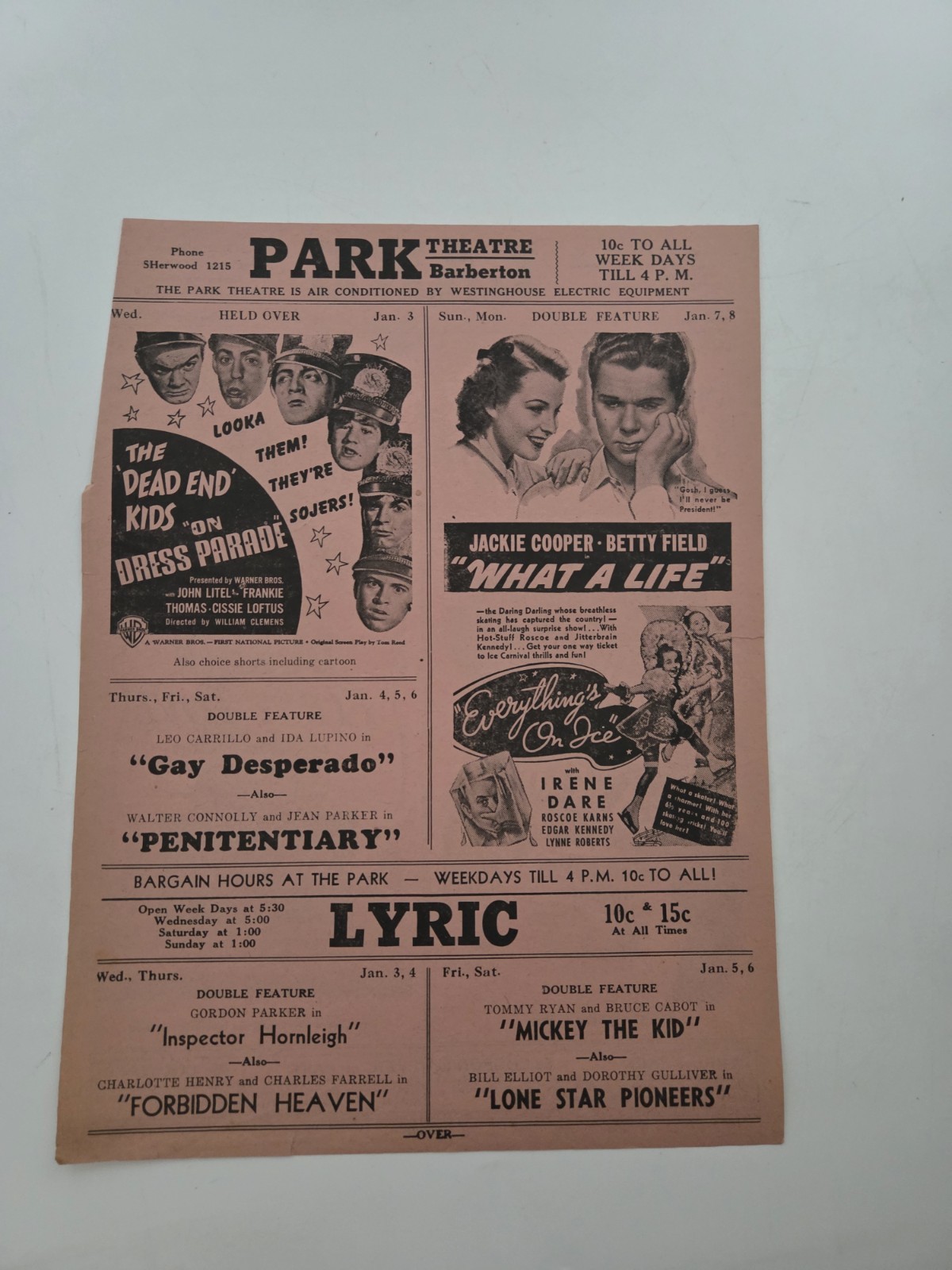 The Dead End Kids 1930s Movie Theater Program