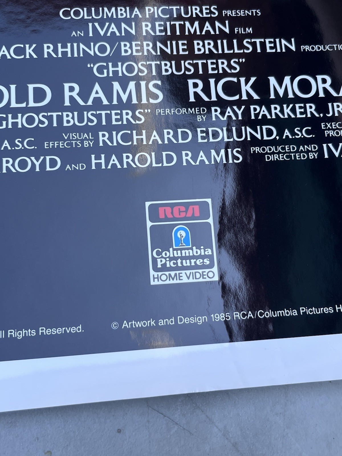 1985 Ghostbusters RCA VHS Movie Glossy Poster 27×41″ Murray Aykroyd