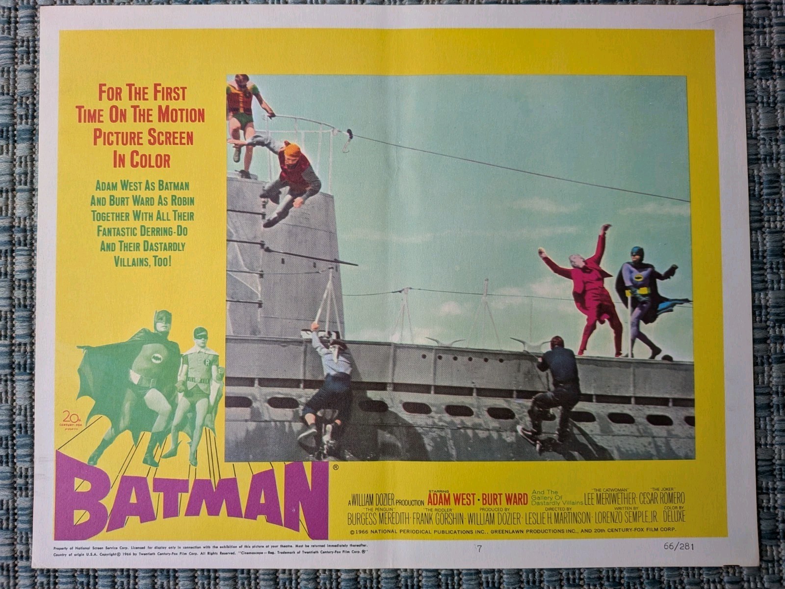 1966 Batman ORIGINAL Lobby Card #7 Adam West Burt Ward Cesar Romero