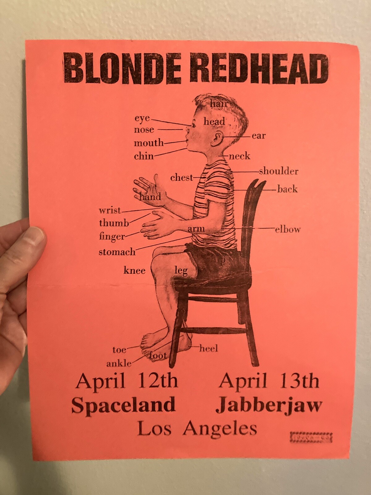 BLONDE REDHEAD * Vtg 1995 Jabberjaw Flyer (L.A.) * Punk lp Touch And Go 4AD