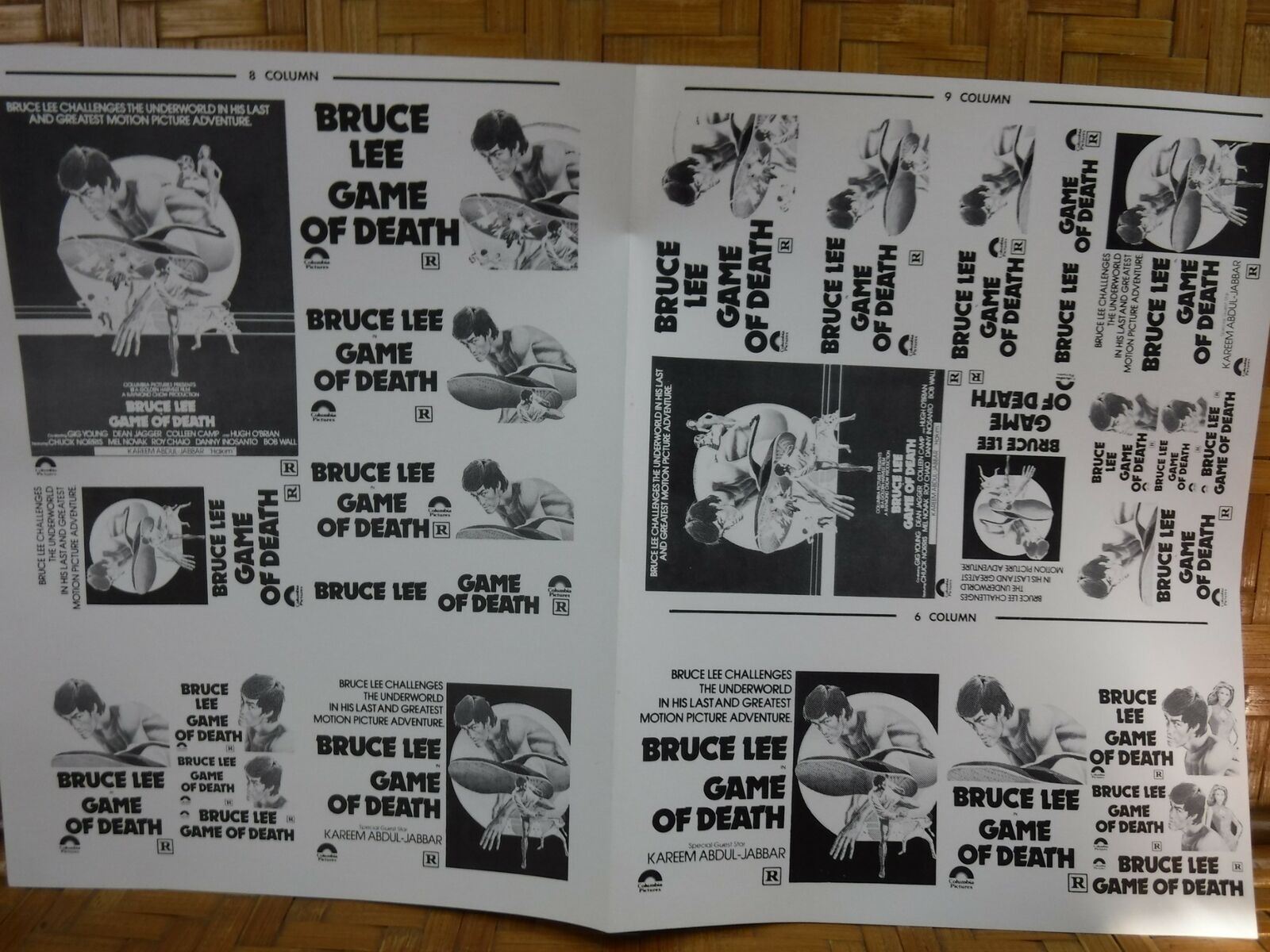 GAME OF DEATH Movie Mini Ad Sheet VTG Advertising Poster Clip Art Film Bruce Lee