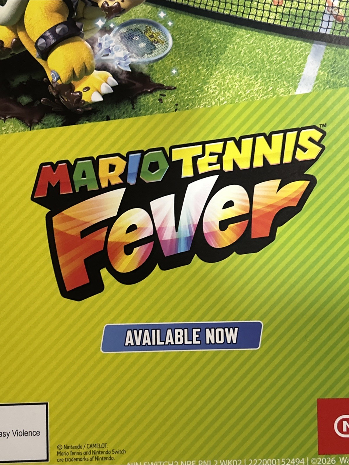 Mario Tennis Fever Nintendo Switch 2 Promotional Retail Store Display Poster